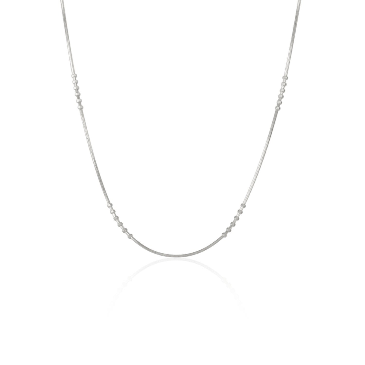 Six Beads Sterling Silver Necklace Chain - Silver