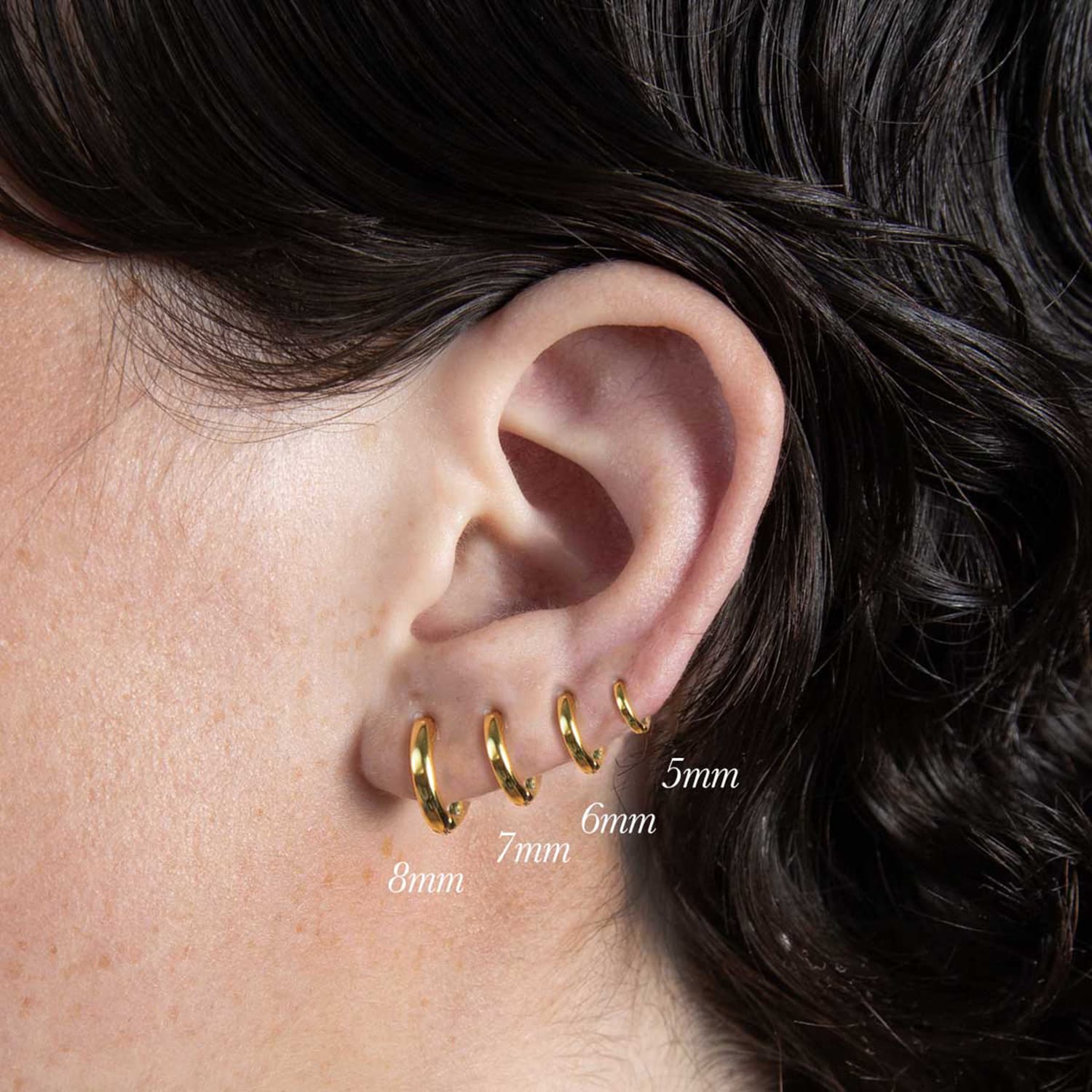 Six Mm Gold Huggie Hoop Earring