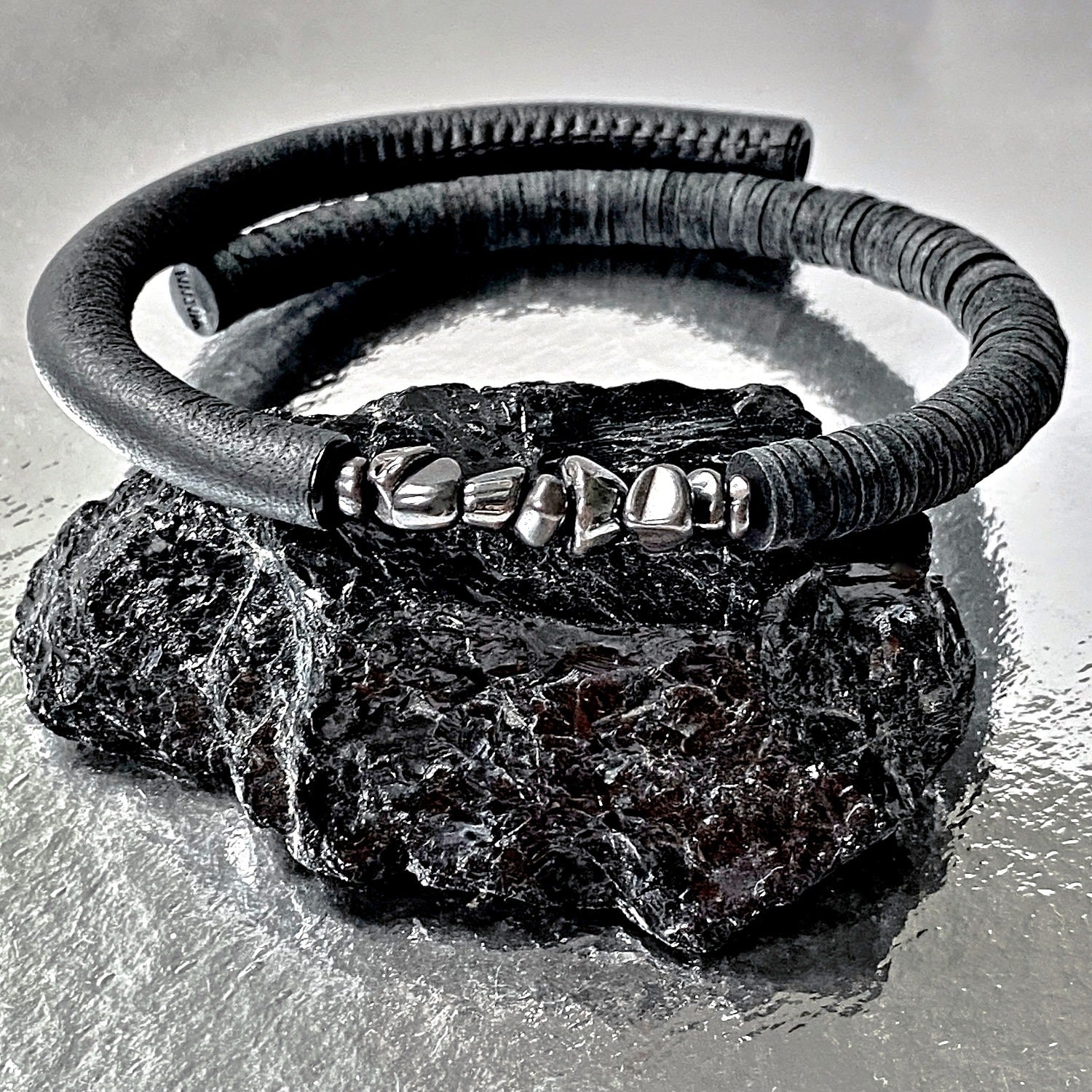 Black Choker With Hematite Crystals