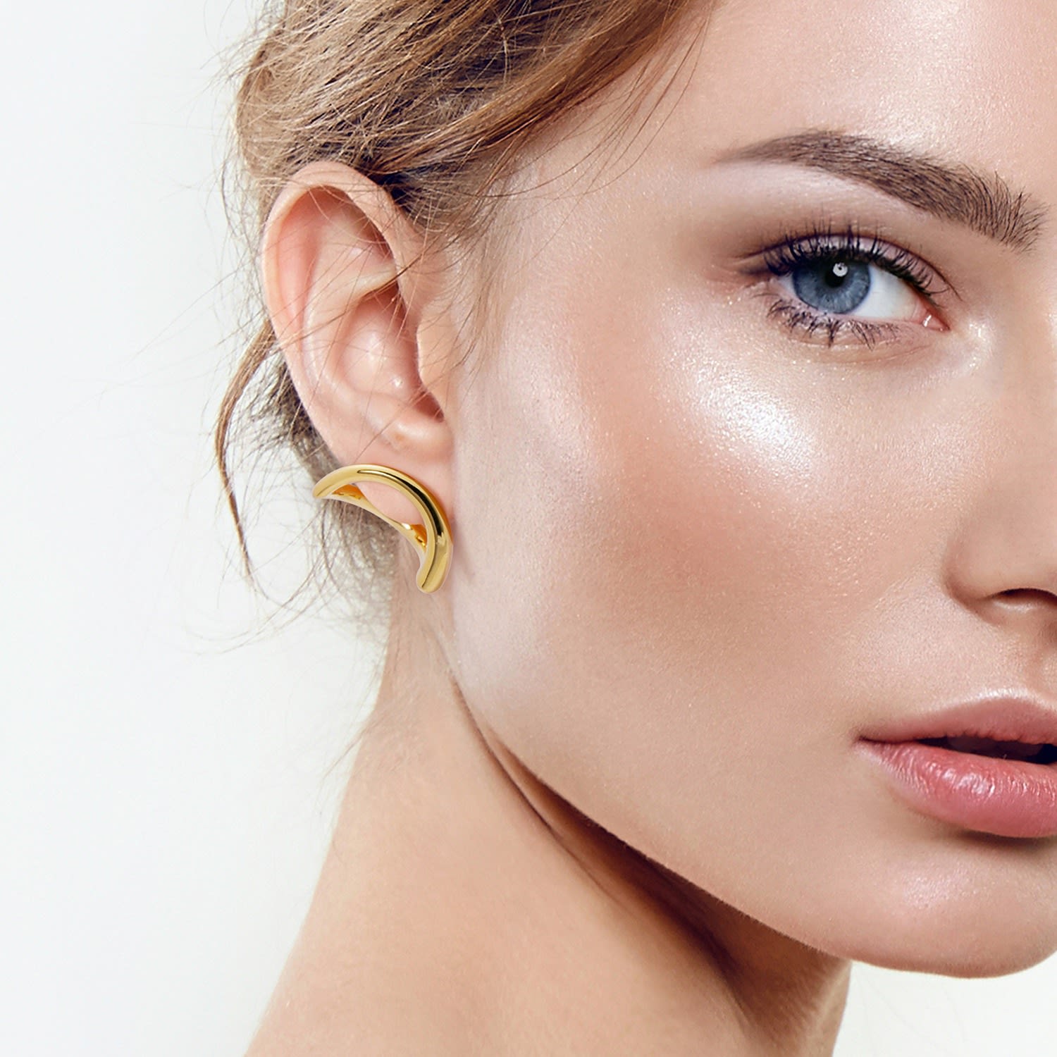 Abstract Crescent Moon Earrings - Rose Gold