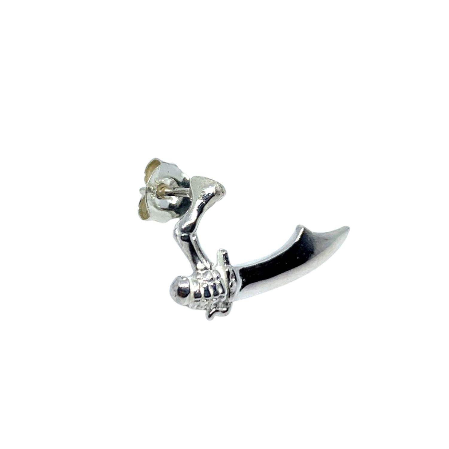 Skull Curved Dagger Silver Solo Stud Unisex