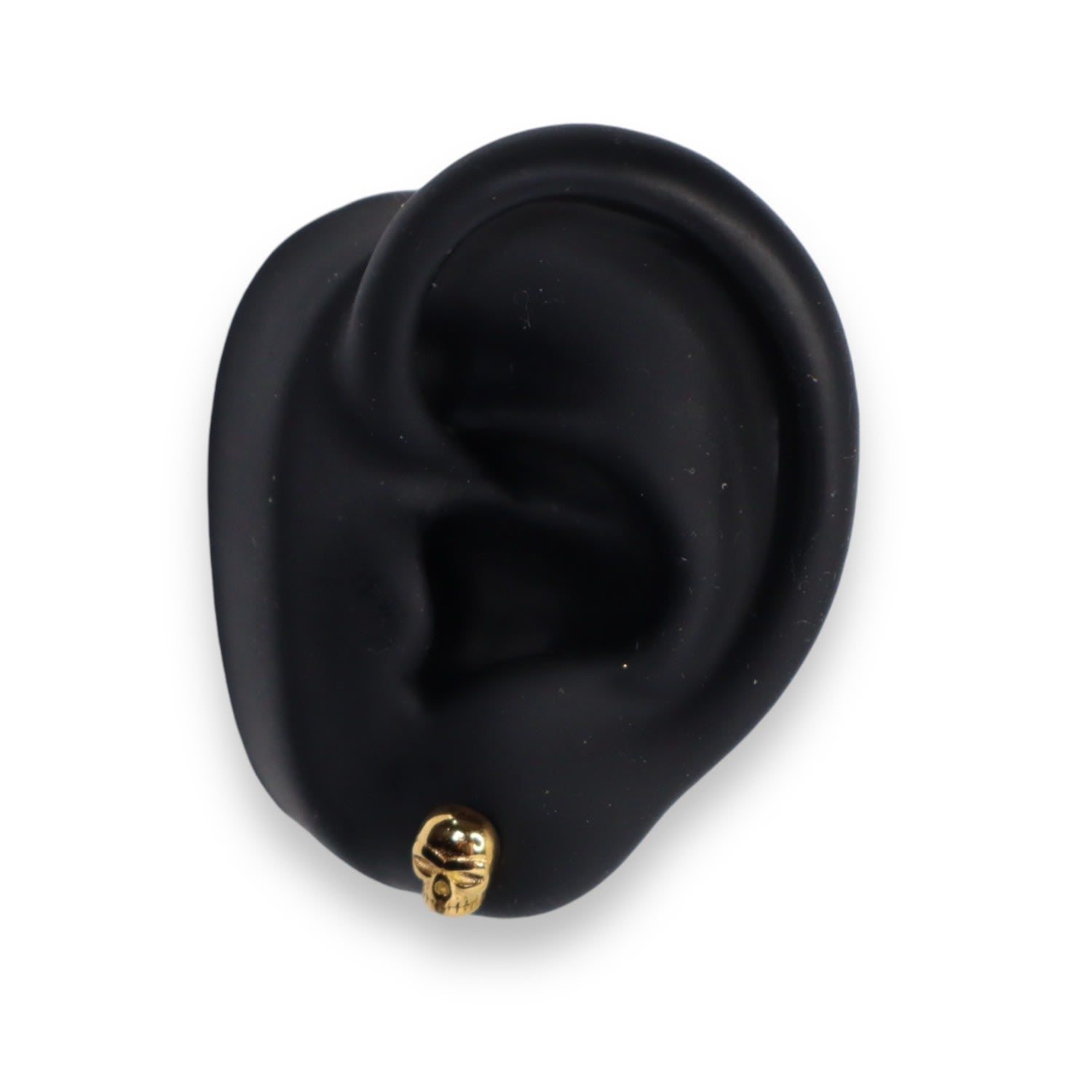 Skull Micro Stud Earrings In Yellow Gold