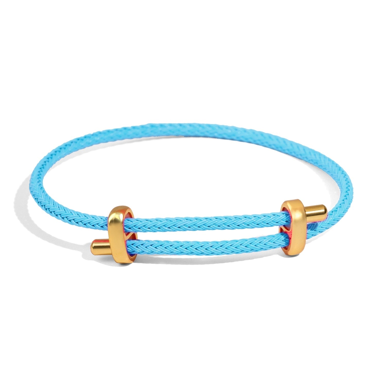 Sky Glow Adjustable Gold Rope Unisex Bracelet - Light Blue