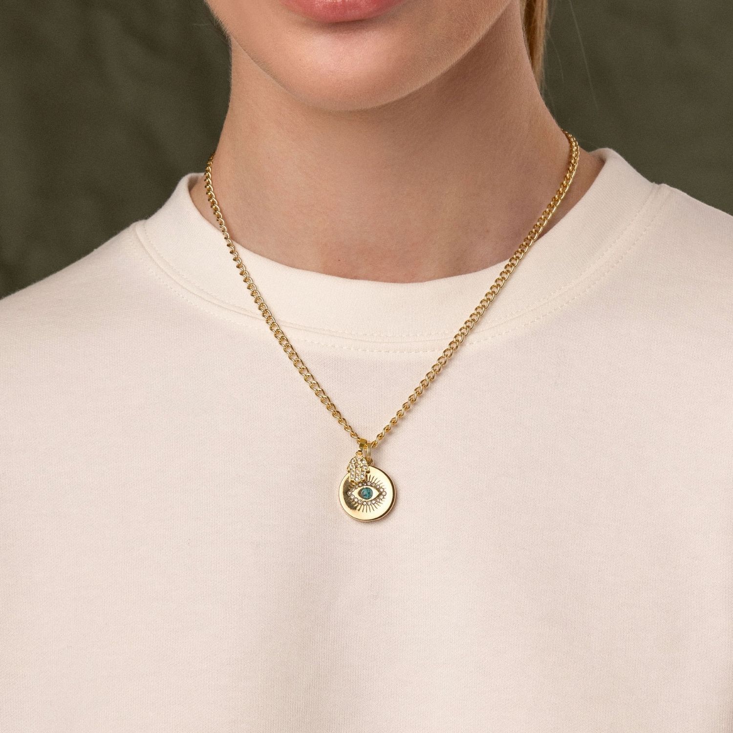 Skyfall Evil Eye And Hamsa Hand Necklace