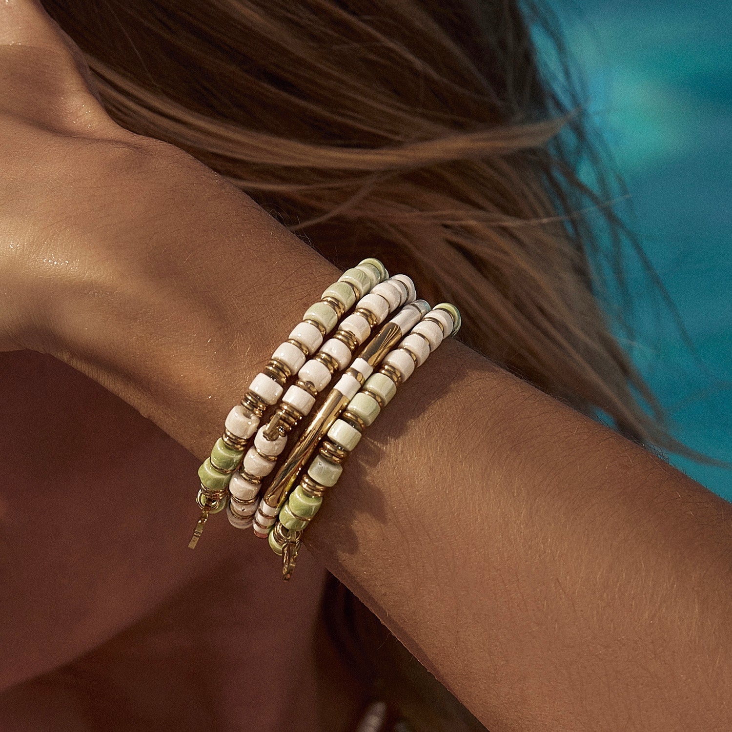 Skylar Ceramic & Gold Bracelet - Mint