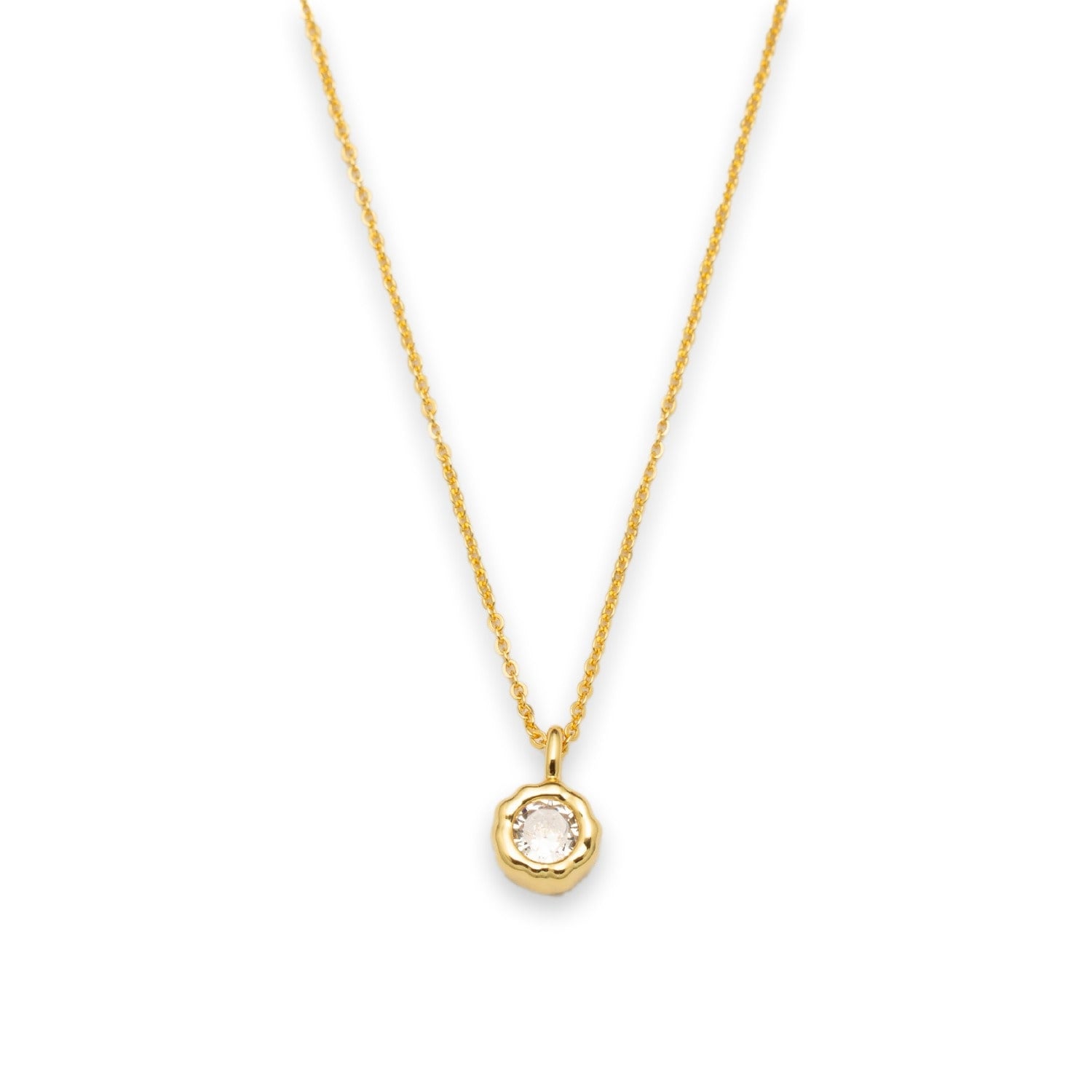 Skyler Gold Molten Mini Solitaire Cz Pendant Necklace