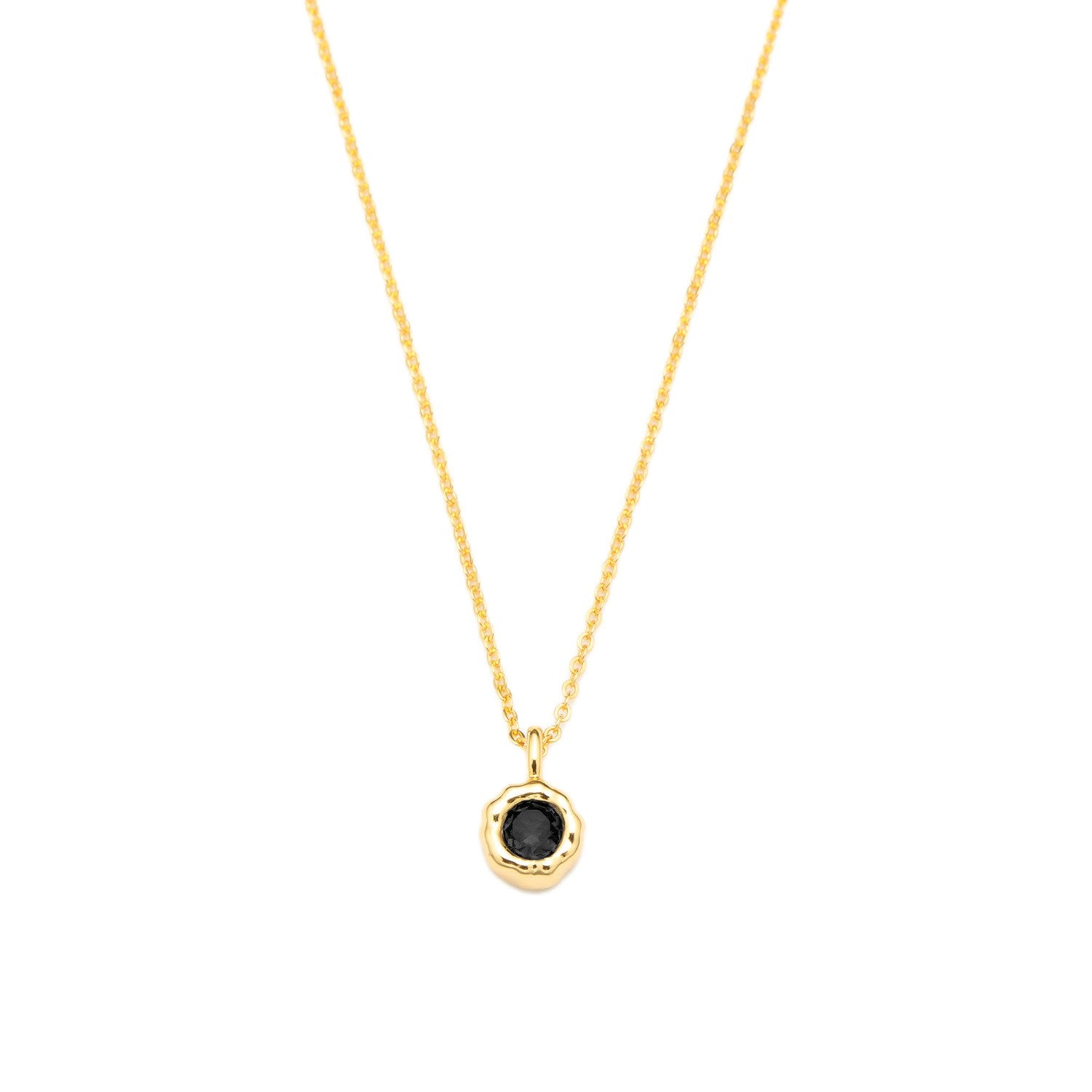Skyler Gold Molten Mini Solitaire Onyx Pendant Necklace