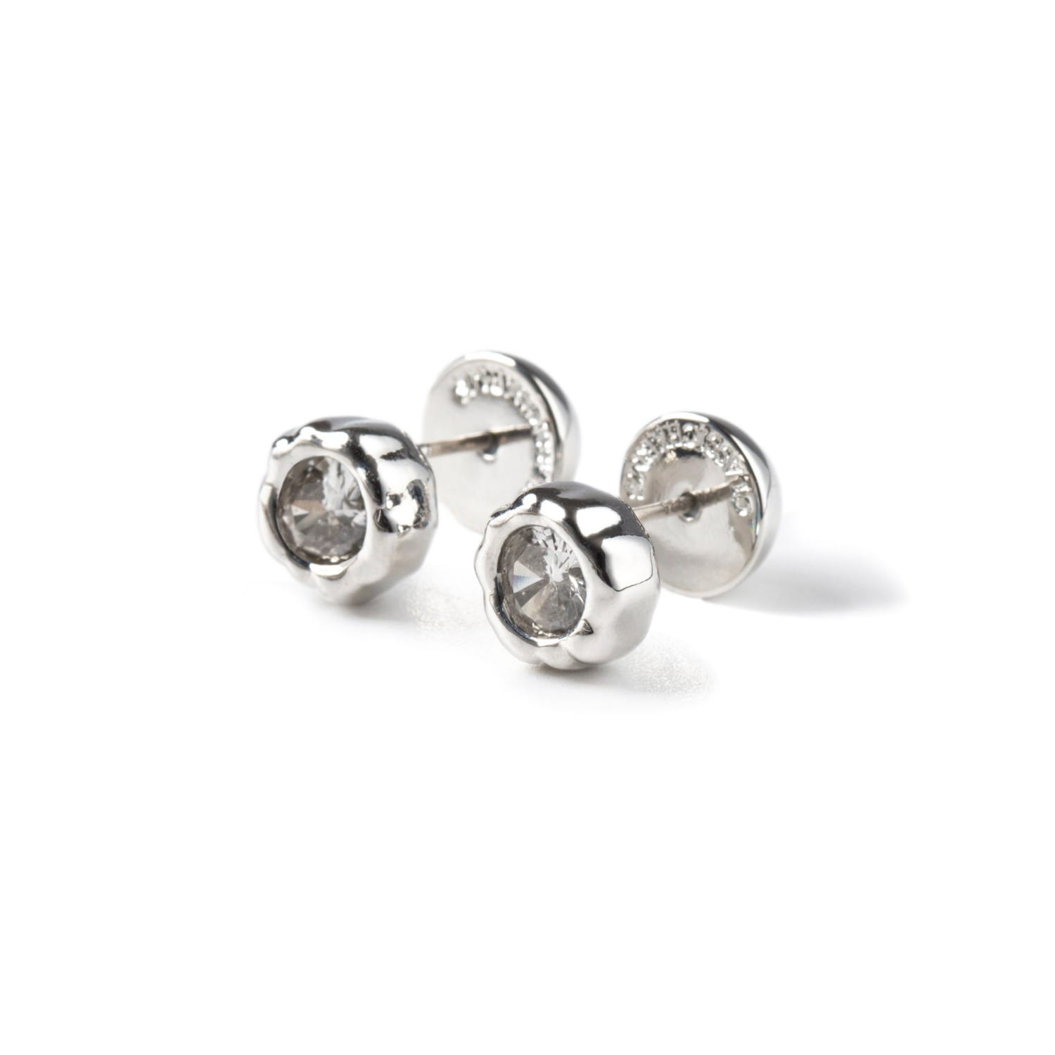 Skyler Silver Molten Clear Zircon Stud Earrings