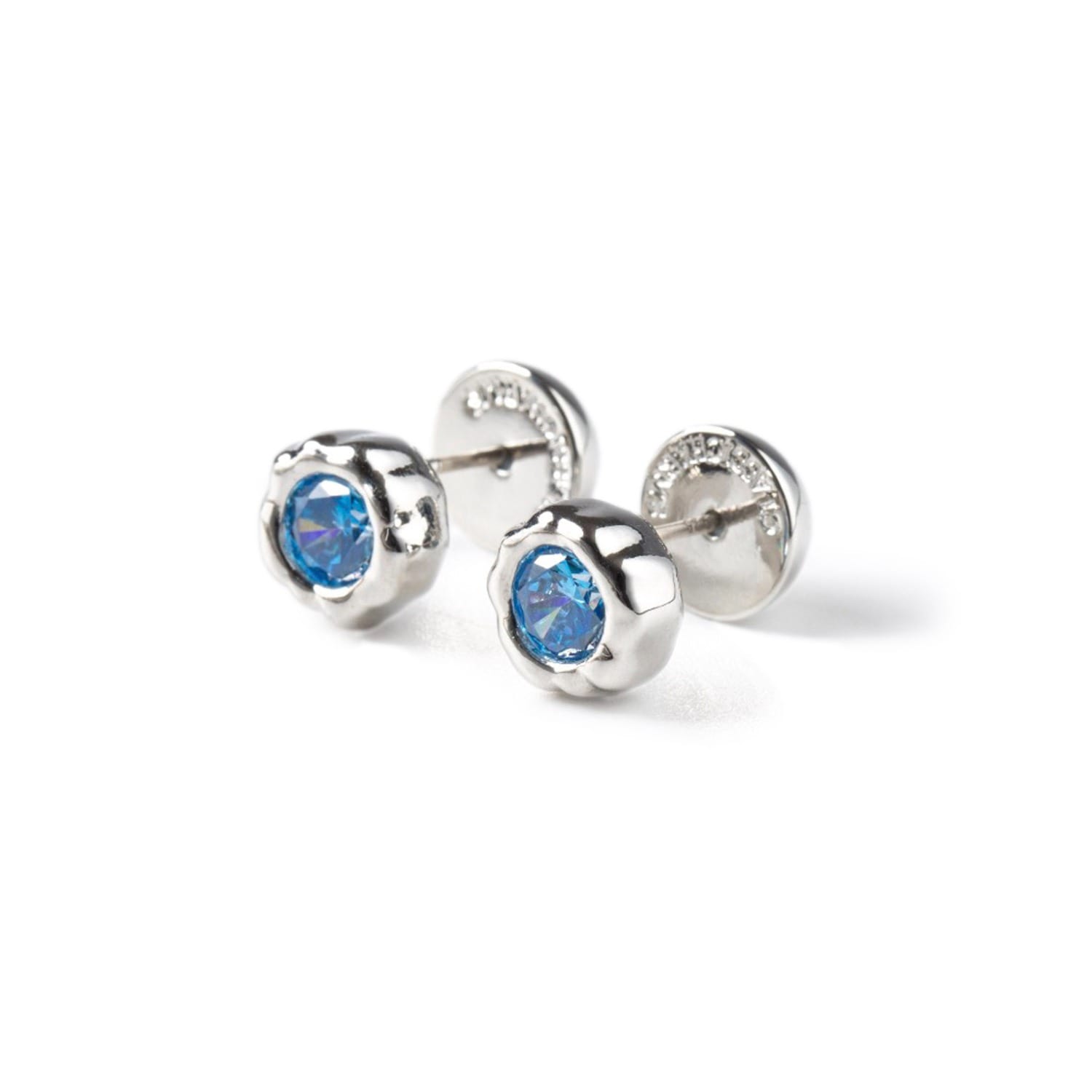 Skyler Silver Molten Sky Blue Stud Earrings