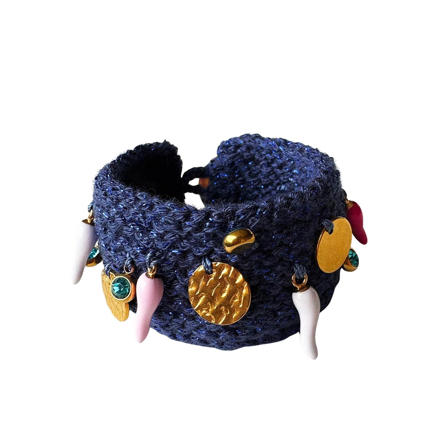 Skyline Narrow Bracelet | Hand Knitted | Blue