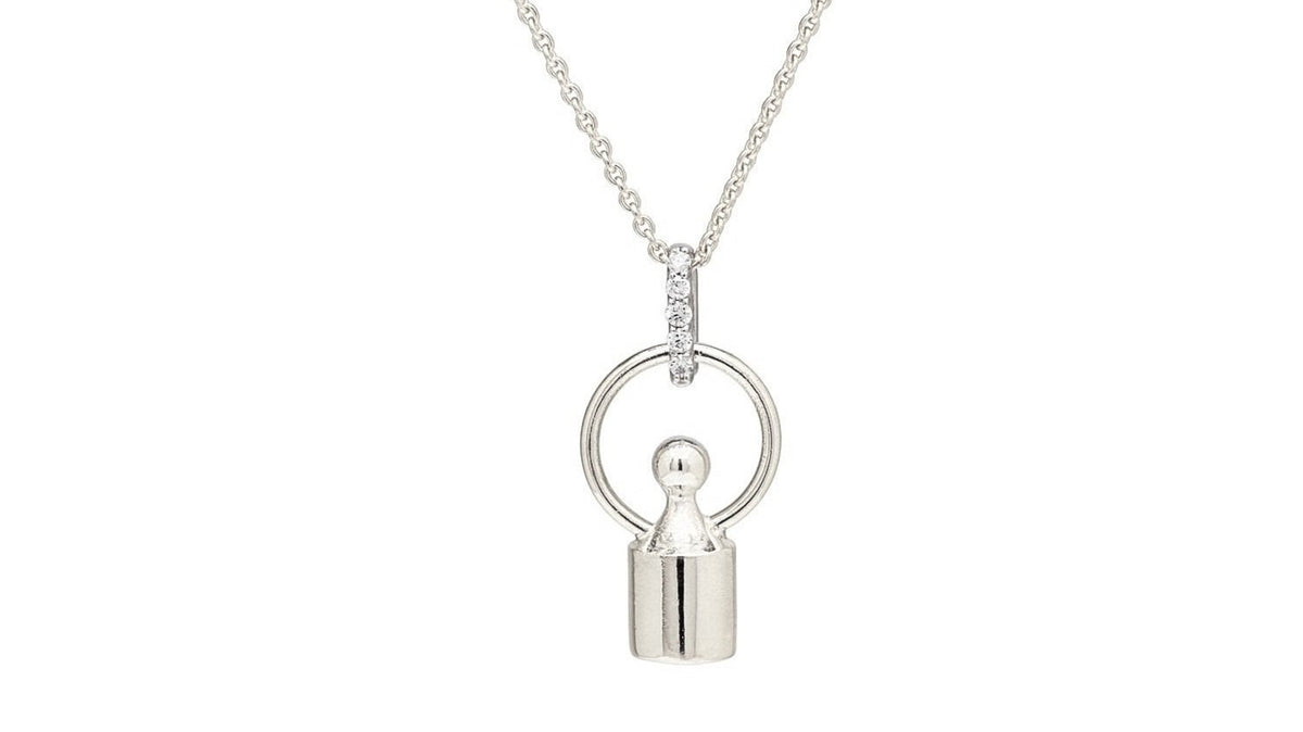 White gold 'Mini weight' necklace with diamonds