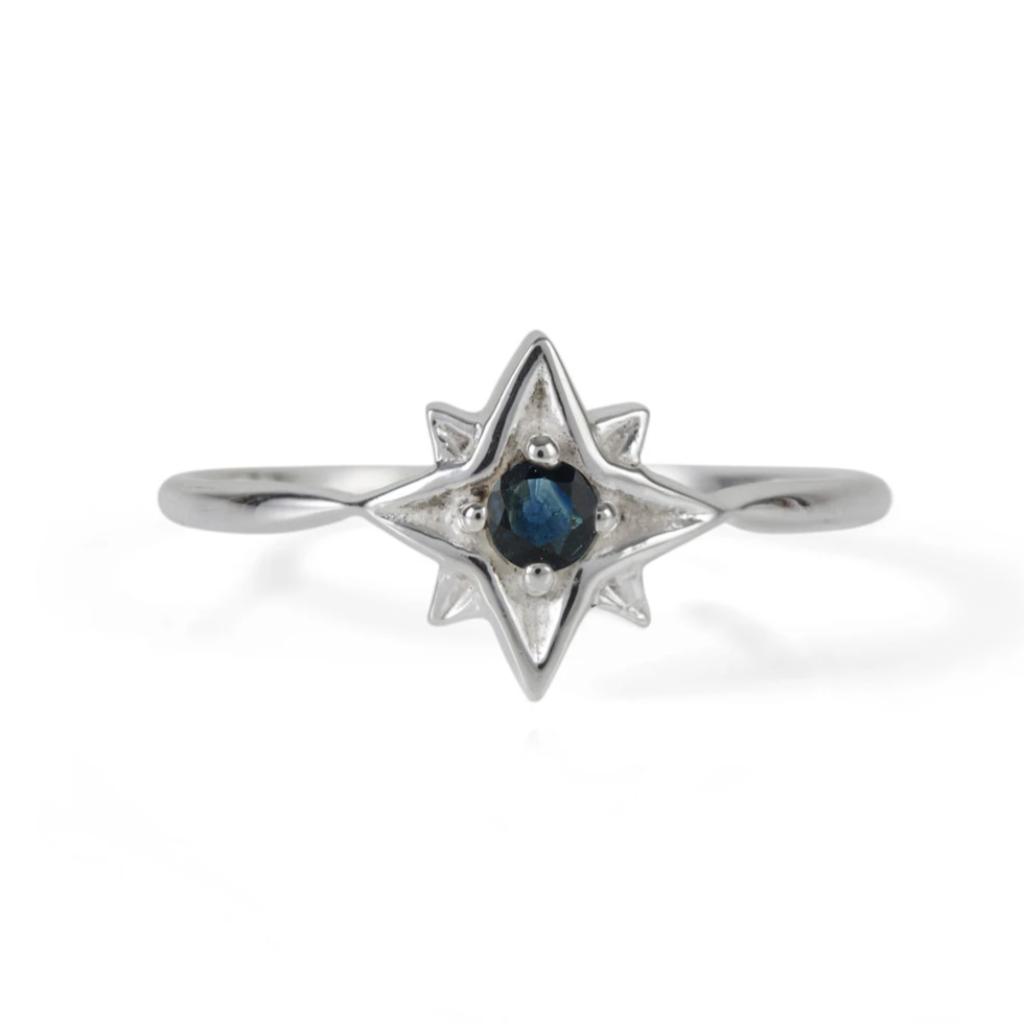 Guiding North Star Silver Ring - Sapphire