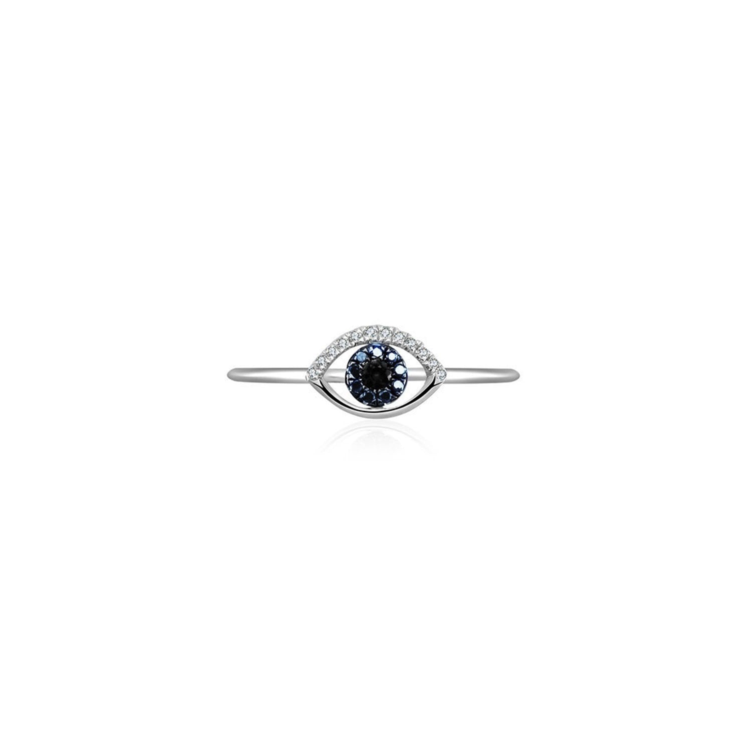 18K White Gold Evil Eye Sapphire Diamond Ring