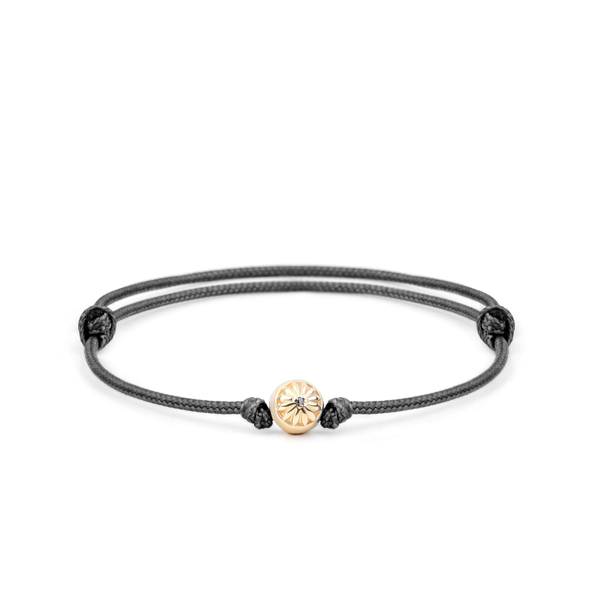 Sliding Knot Bracelet With Black String In Gold