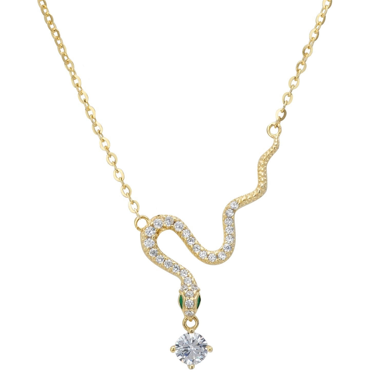 Slither Snake Pendant Necklace Gold