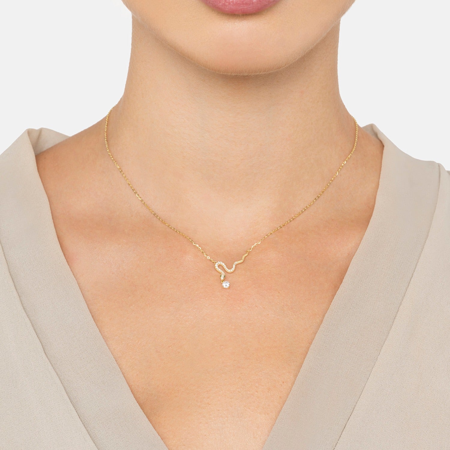 Slither Snake Pendant Necklace Gold
