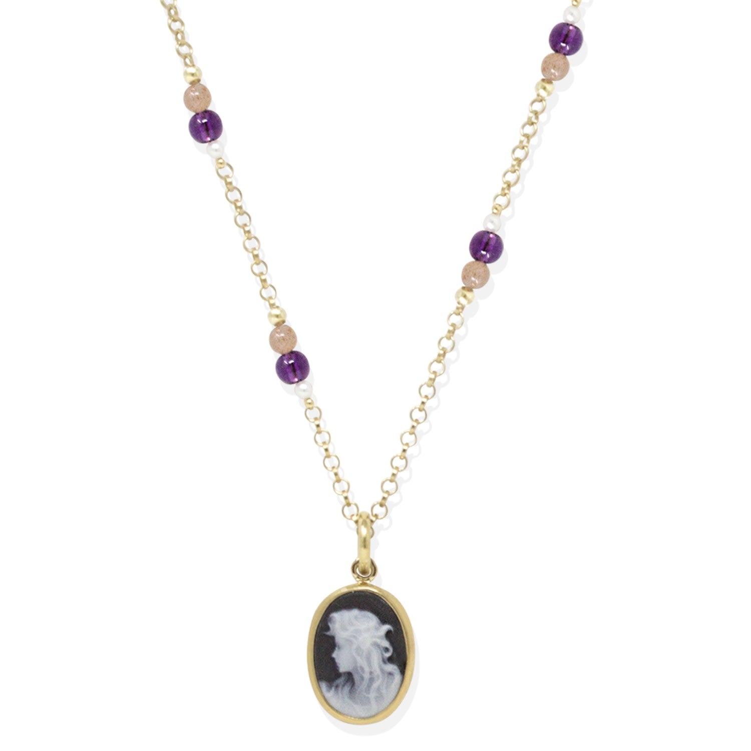 Little Lovelies Gold-Plated Black Cameo Necklace