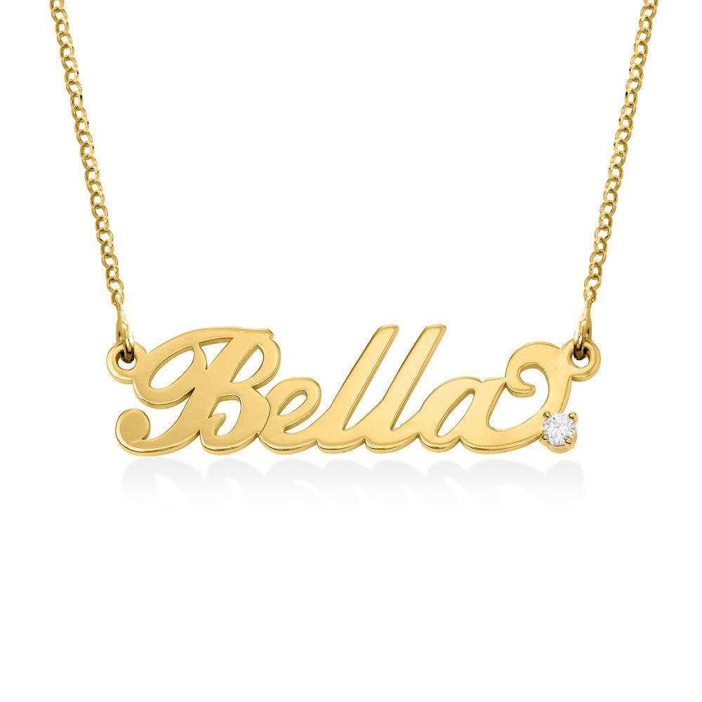 Small 18k Gold-Plated Silver Carrie Name Necklace with Diamond