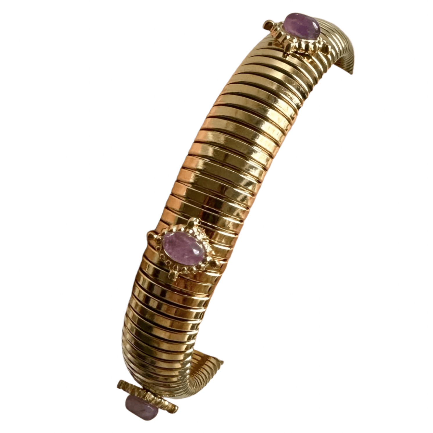 Small Amethyst Gold Omega Bracelet