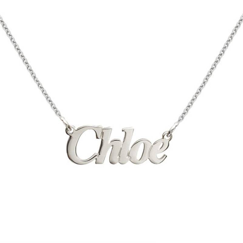Angel Style Personalized Silver Nameplate Necklace