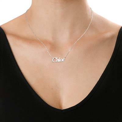 Angel Style Personalized Silver Nameplate Necklace