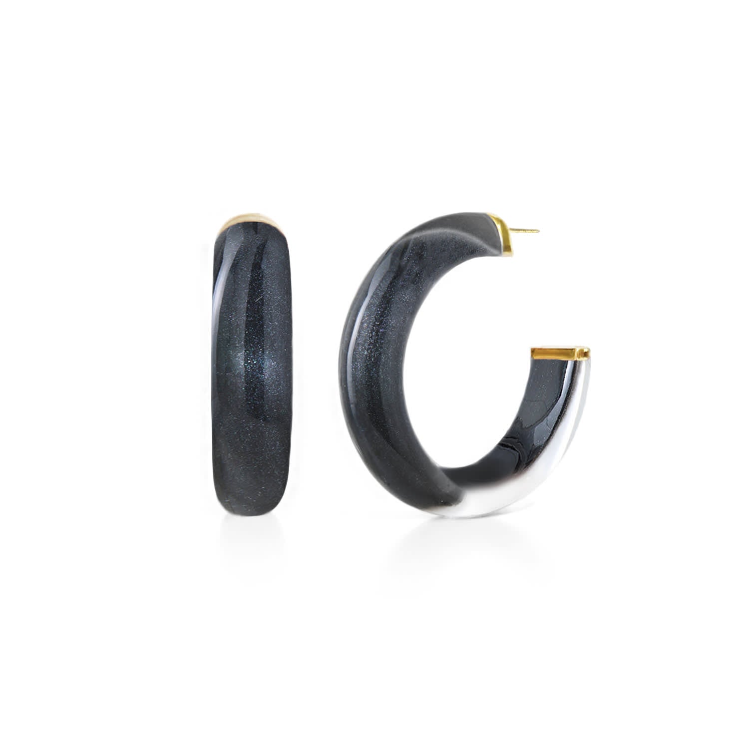 Small Black Illusion Hoop Earrings