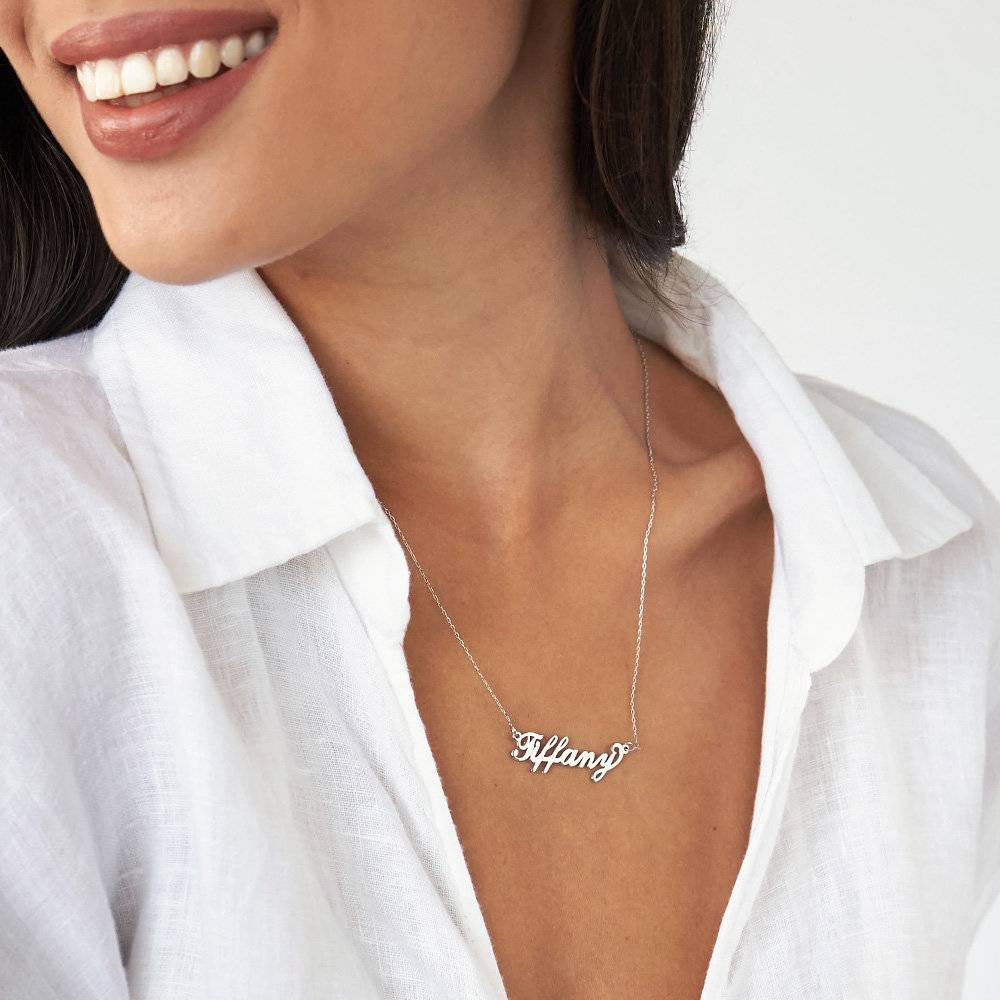 14k White Gold Carrie Style Name Necklace - Best Gifts for Her - White Gold Name Necklace