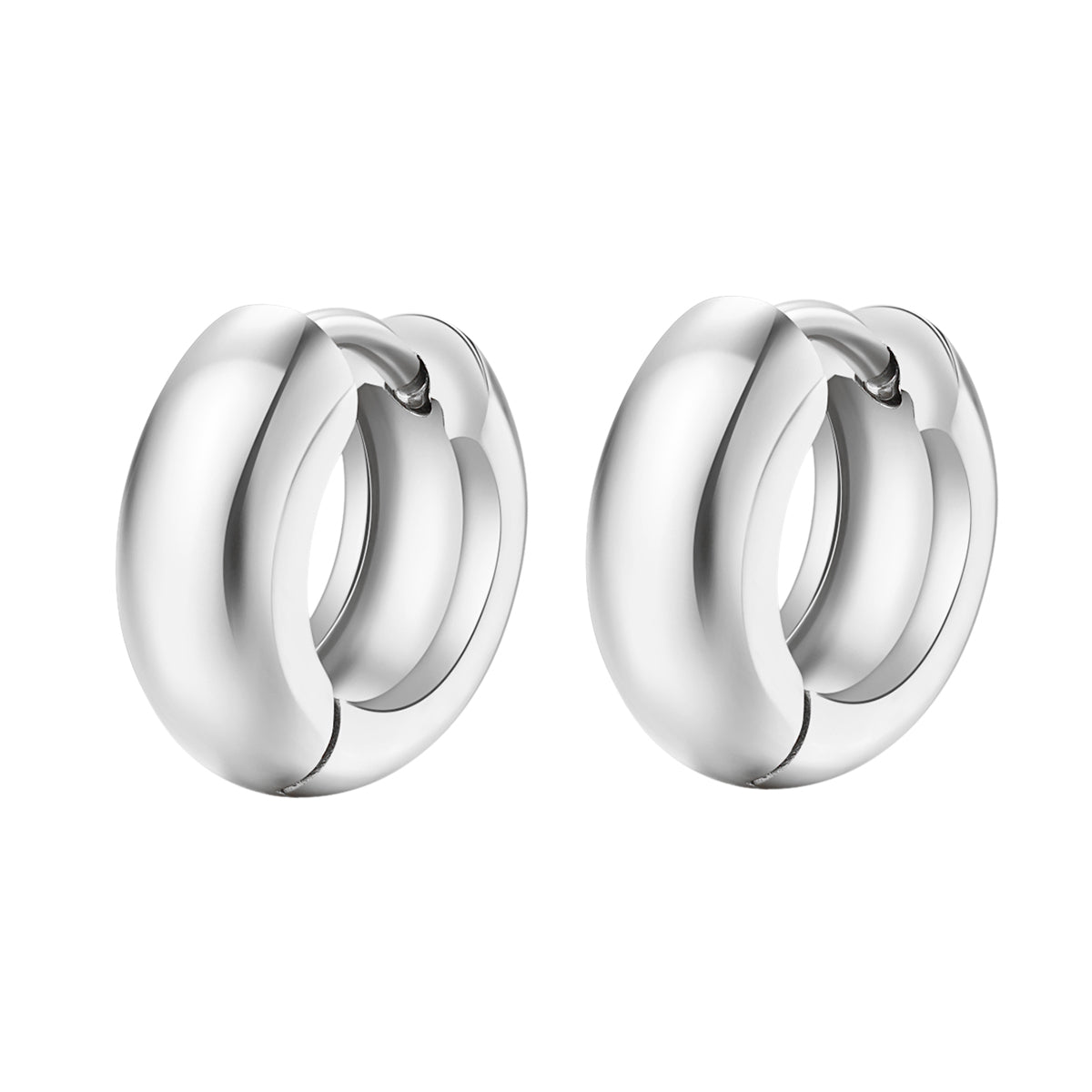 Small Chunky Hoop Earrings Silver