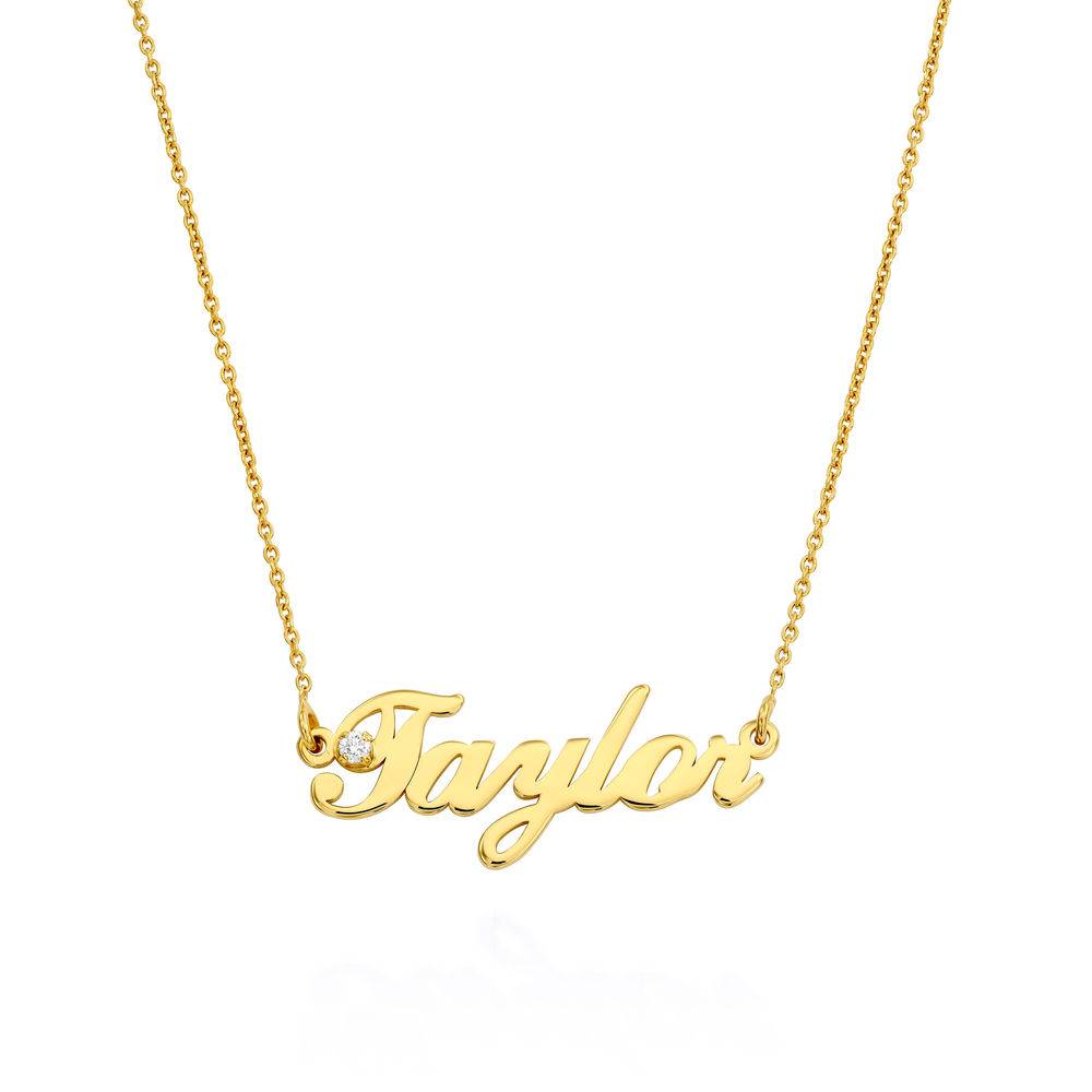 Diamond Name Necklace - Hollywood Small Name Necklace in 18k Gold Vermeil with 5 Points Carats Diamond - Best Name Necklace