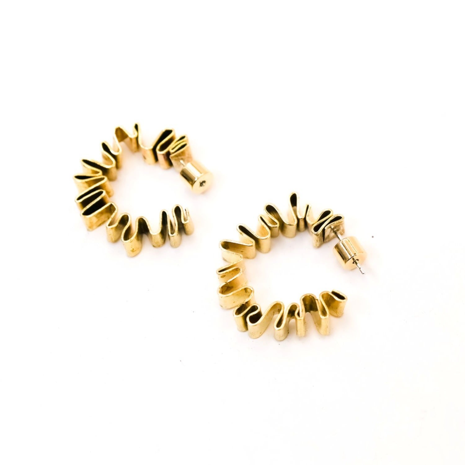 Small Crinkle Hoop In Gold Brass