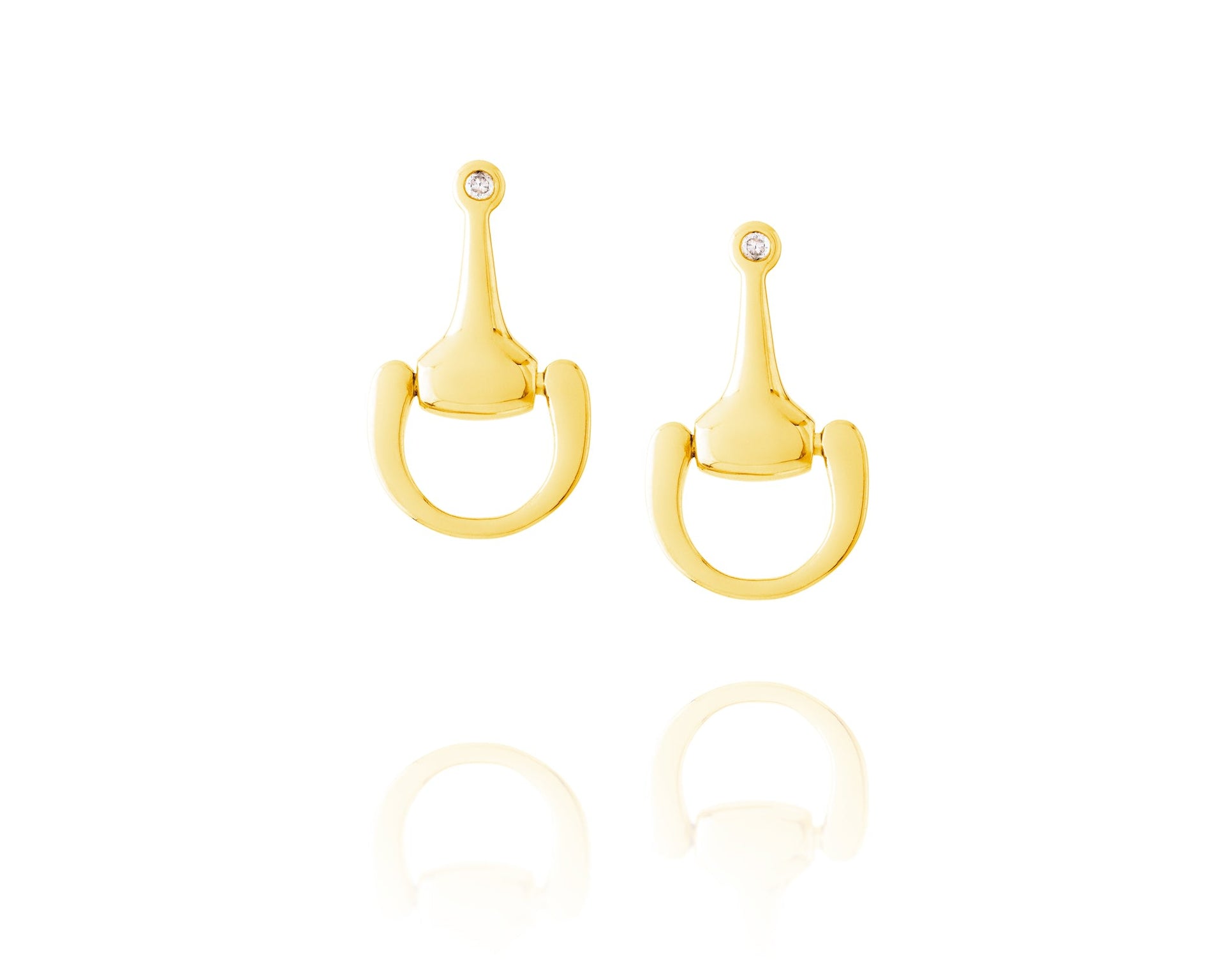 Small Equestrian Bit Earrings In Solid Yellow Gold By Vincent Peach
