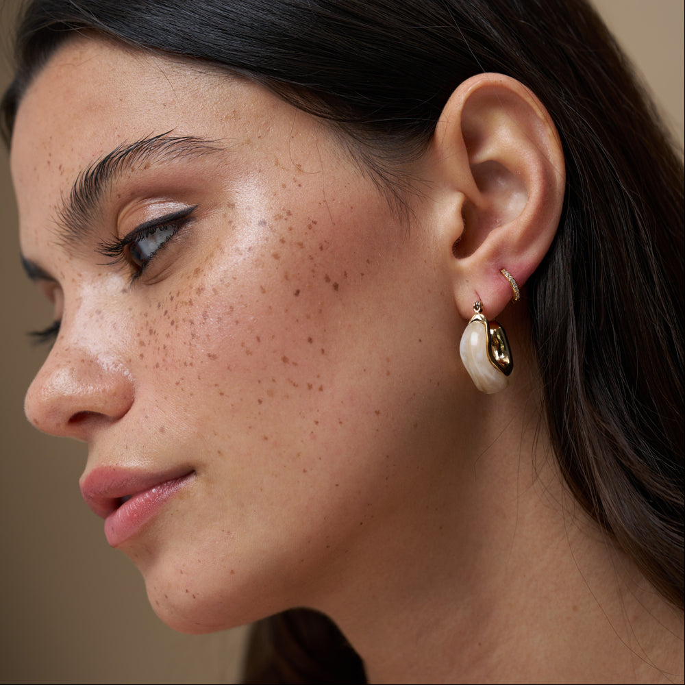 Marble Resin Hoop Earrings