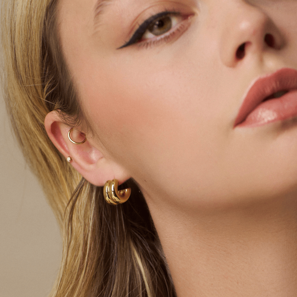 LUXE Polished Linear Chunky Hoop Earrings