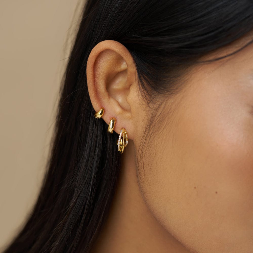 Mixed Pavé Triple Illusion Hoop Earrings