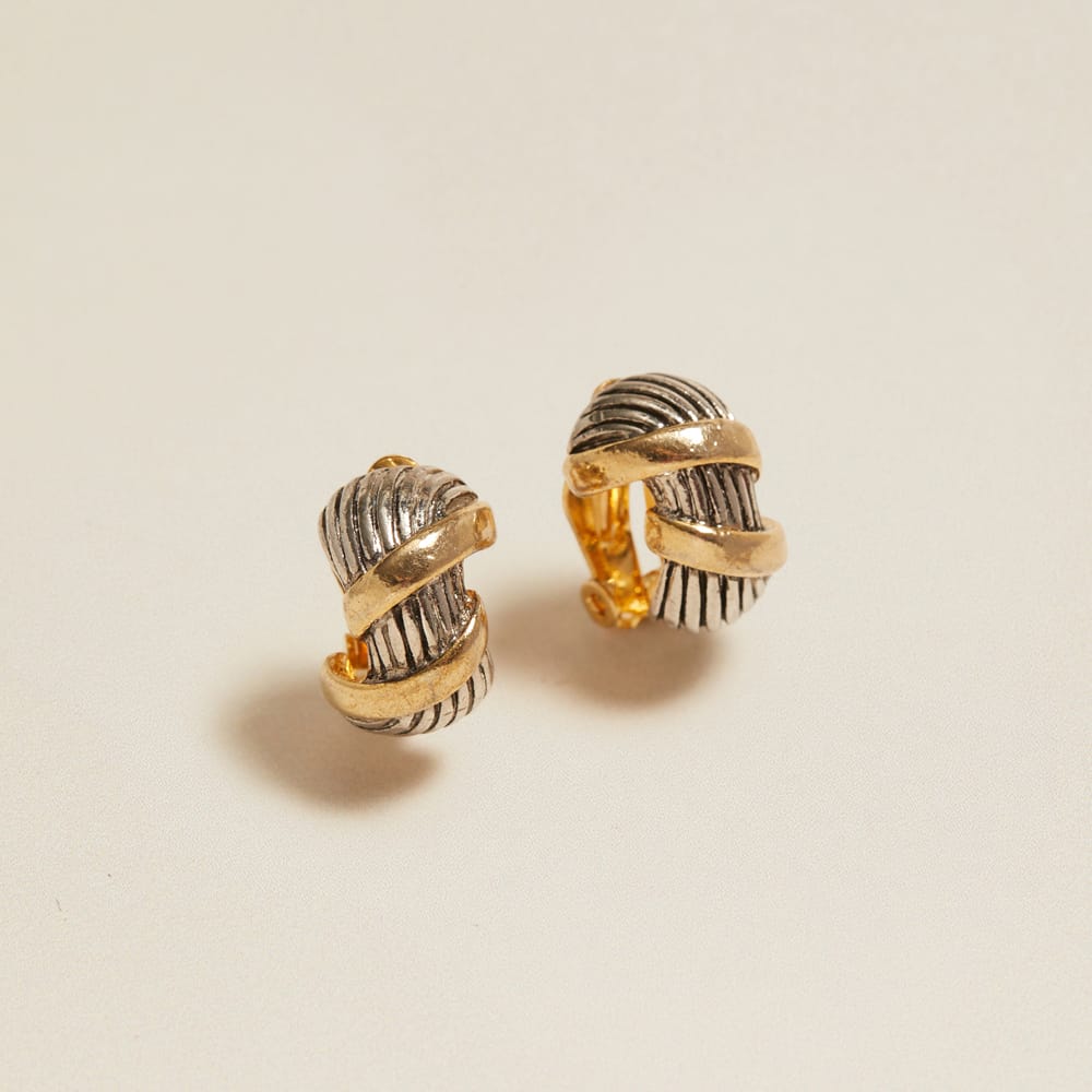 Vintage Mixed Metal Hoop Clip-On Earrings