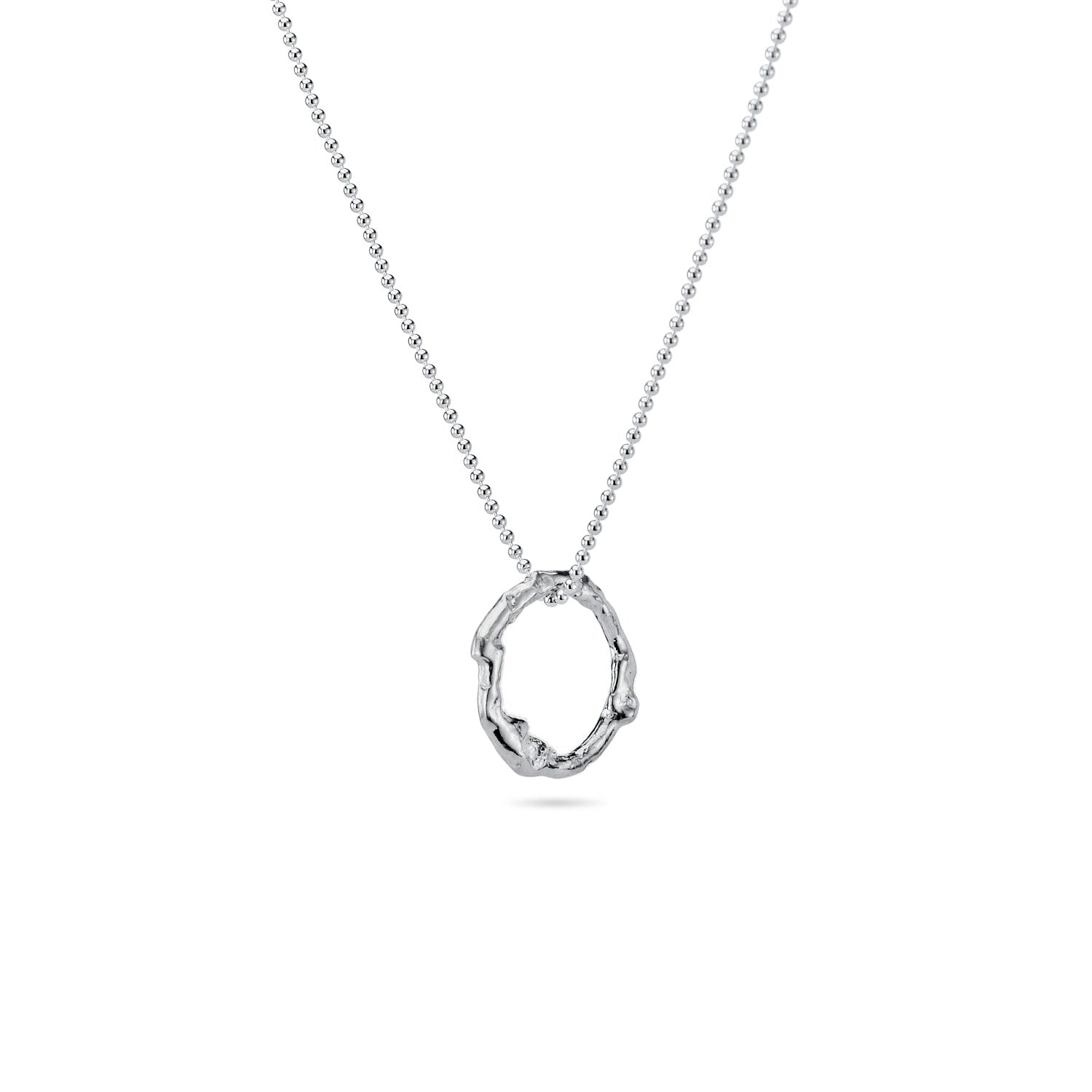 Small Molten Halo Solid Sterling Silver Necklace