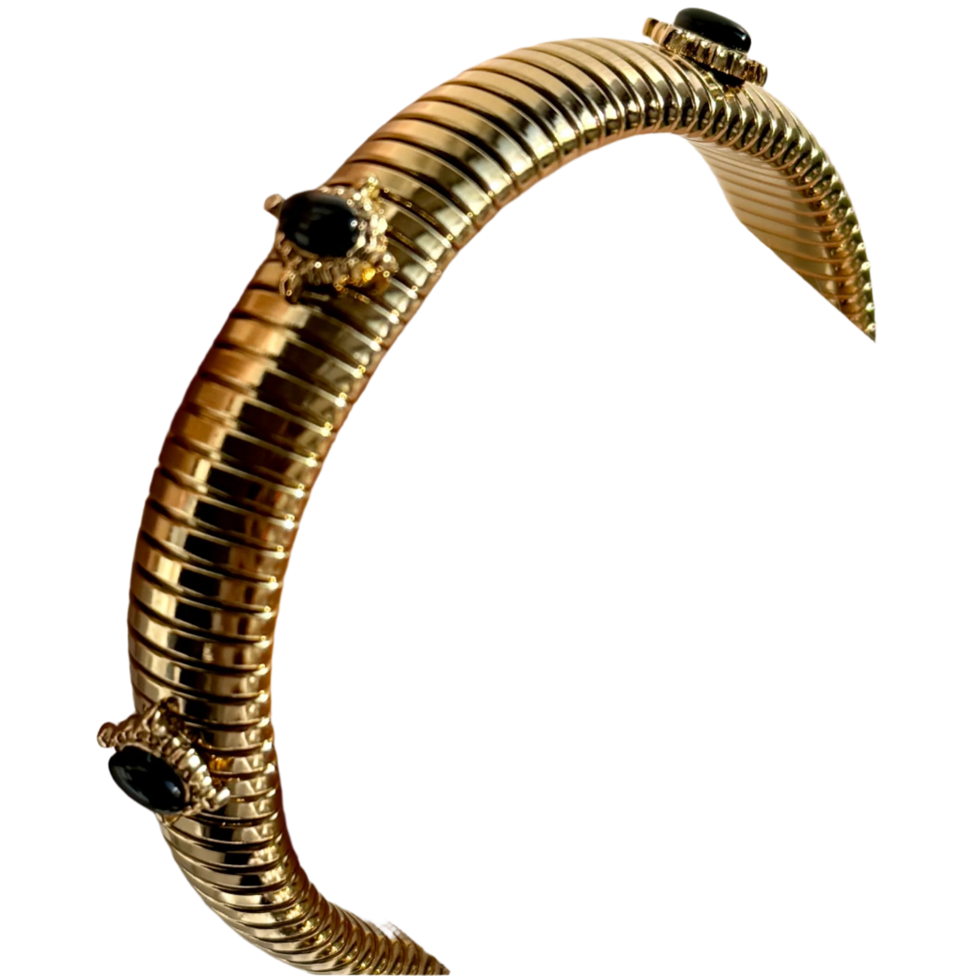 Small Onyx Stone Gold Omega Bracelet