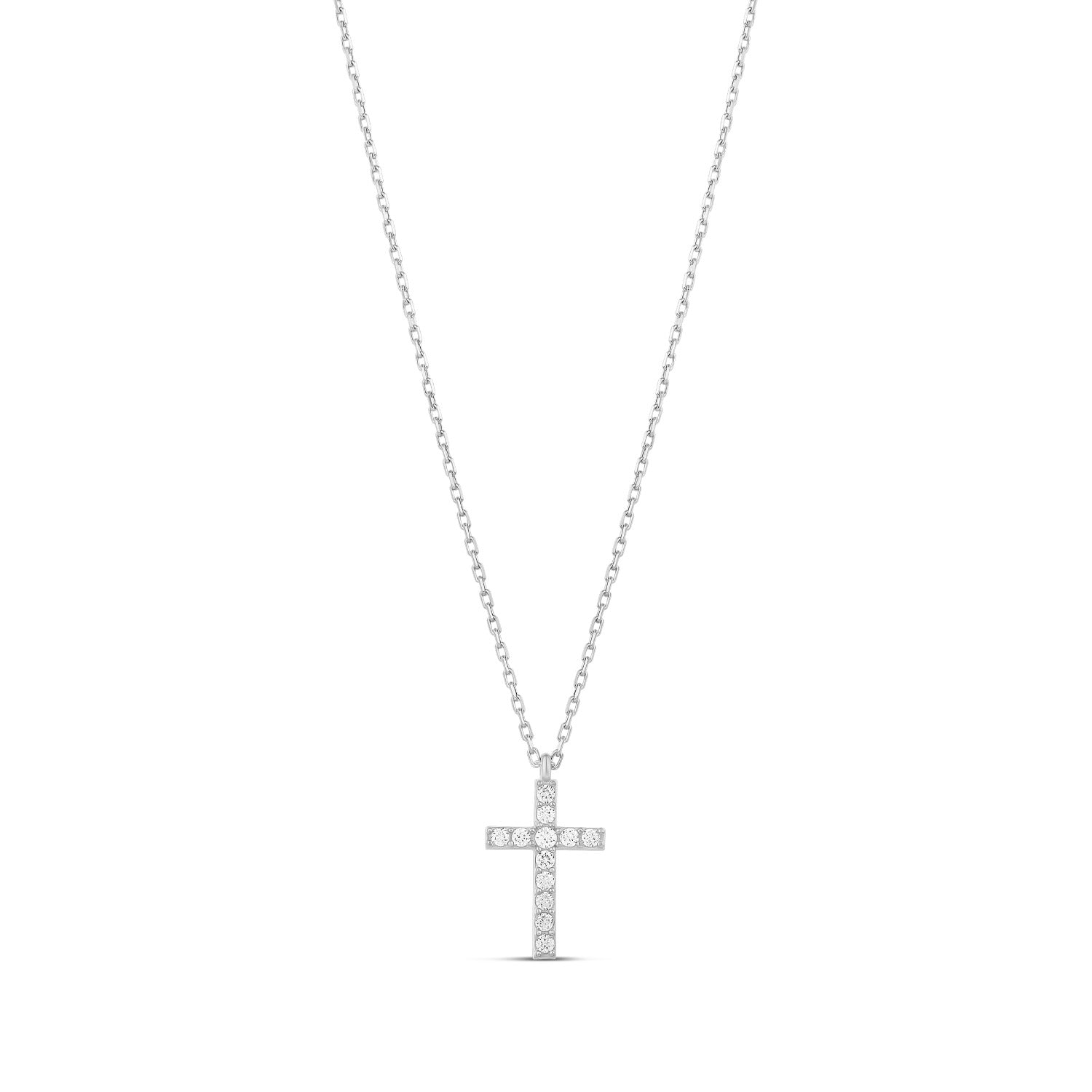Small Pave Cross - Silver