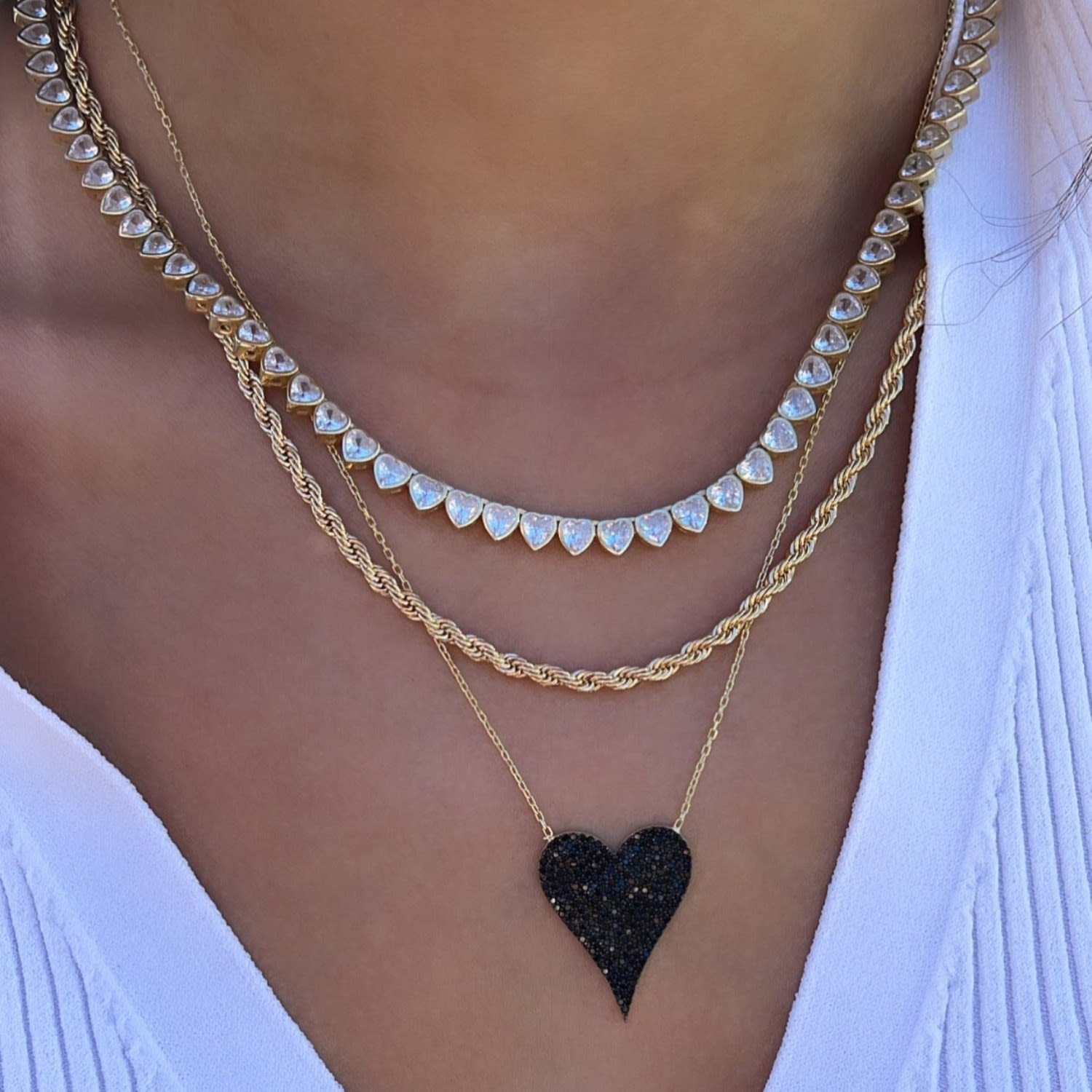 Small Pave Heart - Black