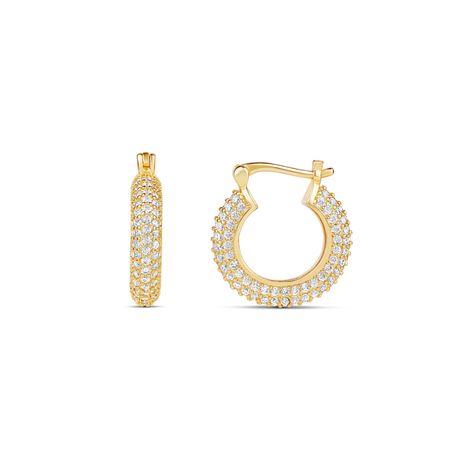 Small Pave Hoops - Gold