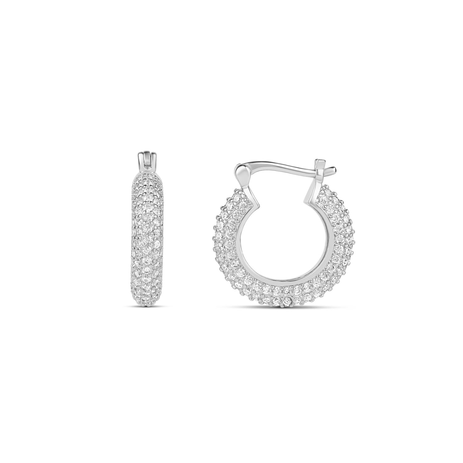 Small Pave Hoops - Silver