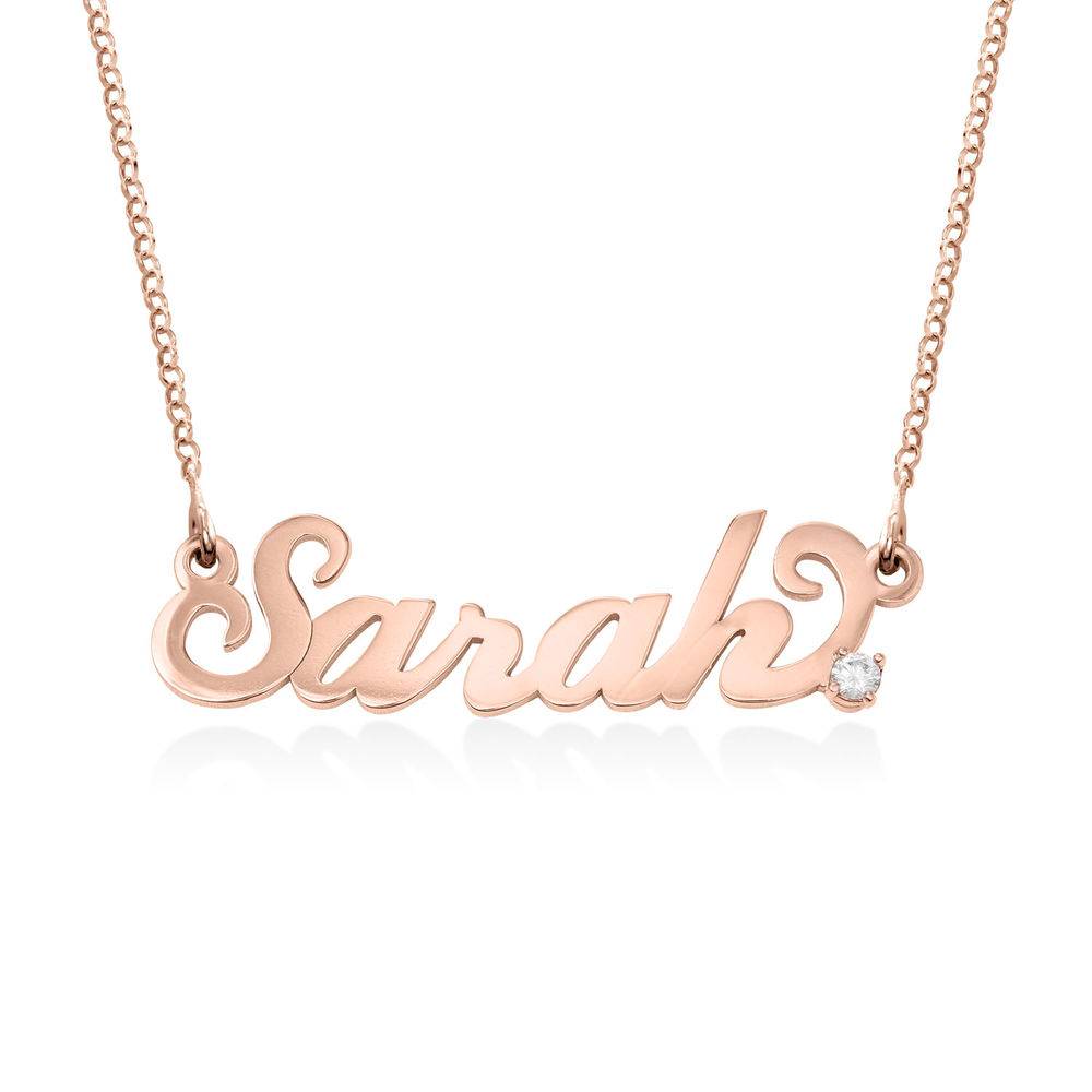 Small Rose Gold Carrie Name Necklace with Diamond