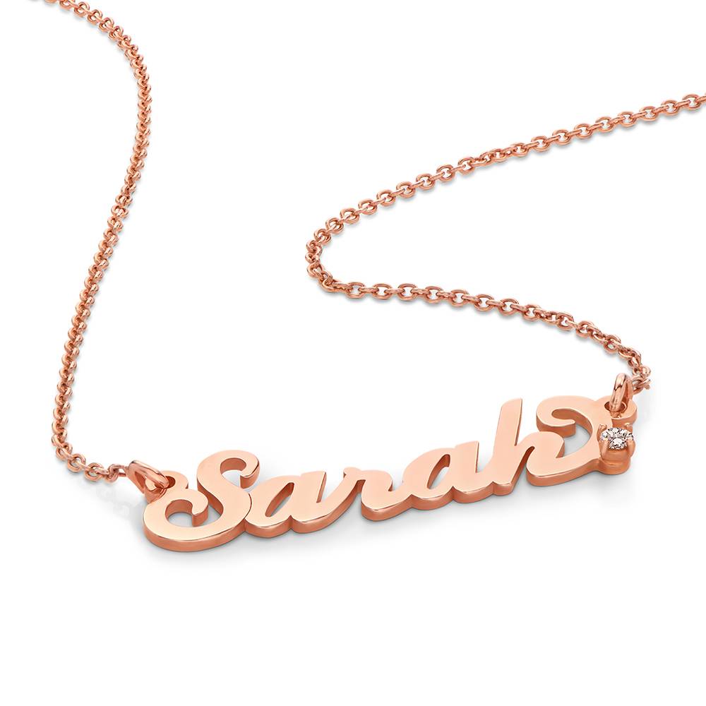 Small Rose Gold Carrie Name Necklace with Diamond