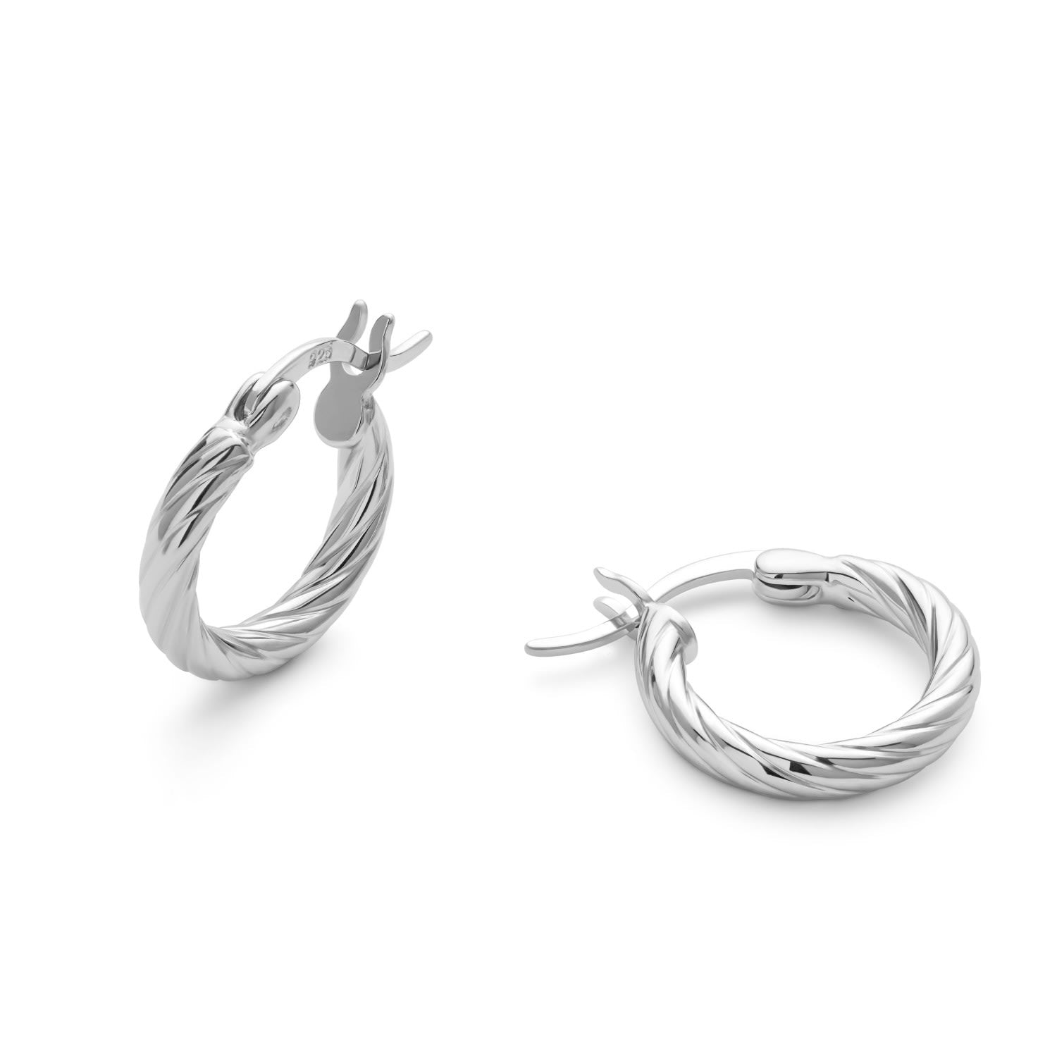 Small Sterling Silver Twist Huggie Hoop Earrings