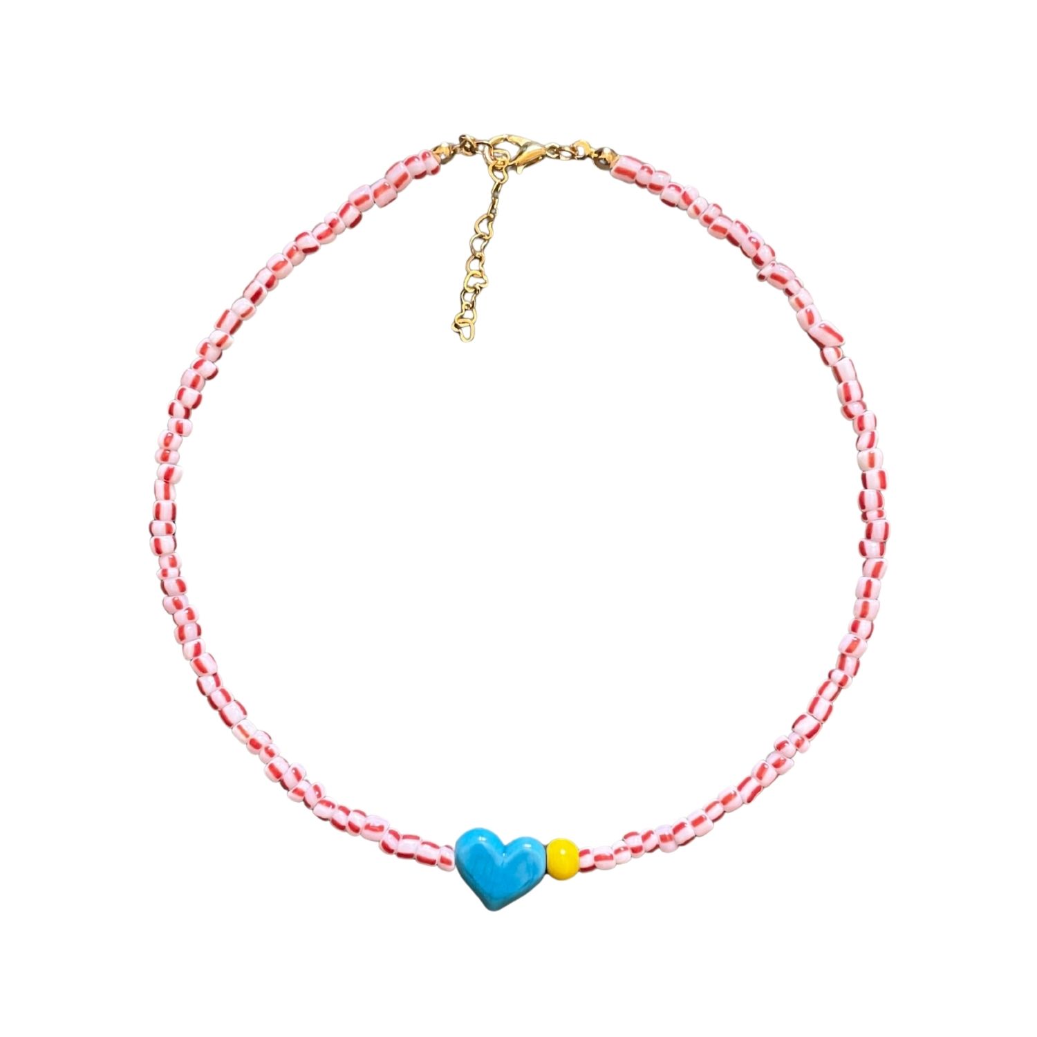 Small Talk | Seven Out Of Twentyfour — Striped Glass Bead Necklace With Murano Heart
