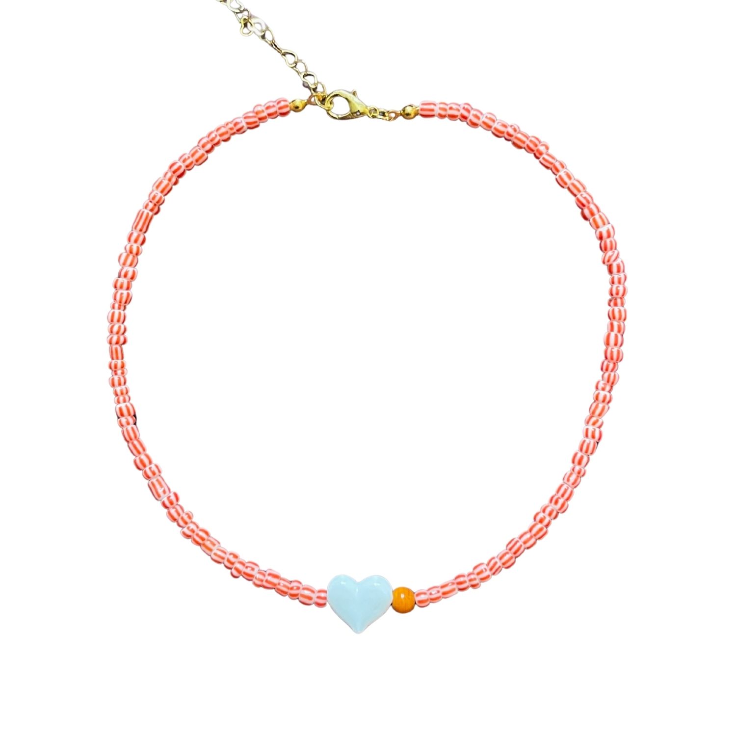 Small Talk | Twenty Out Of Twentyfour — Striped Glass Bead Necklace With Murano Heart
