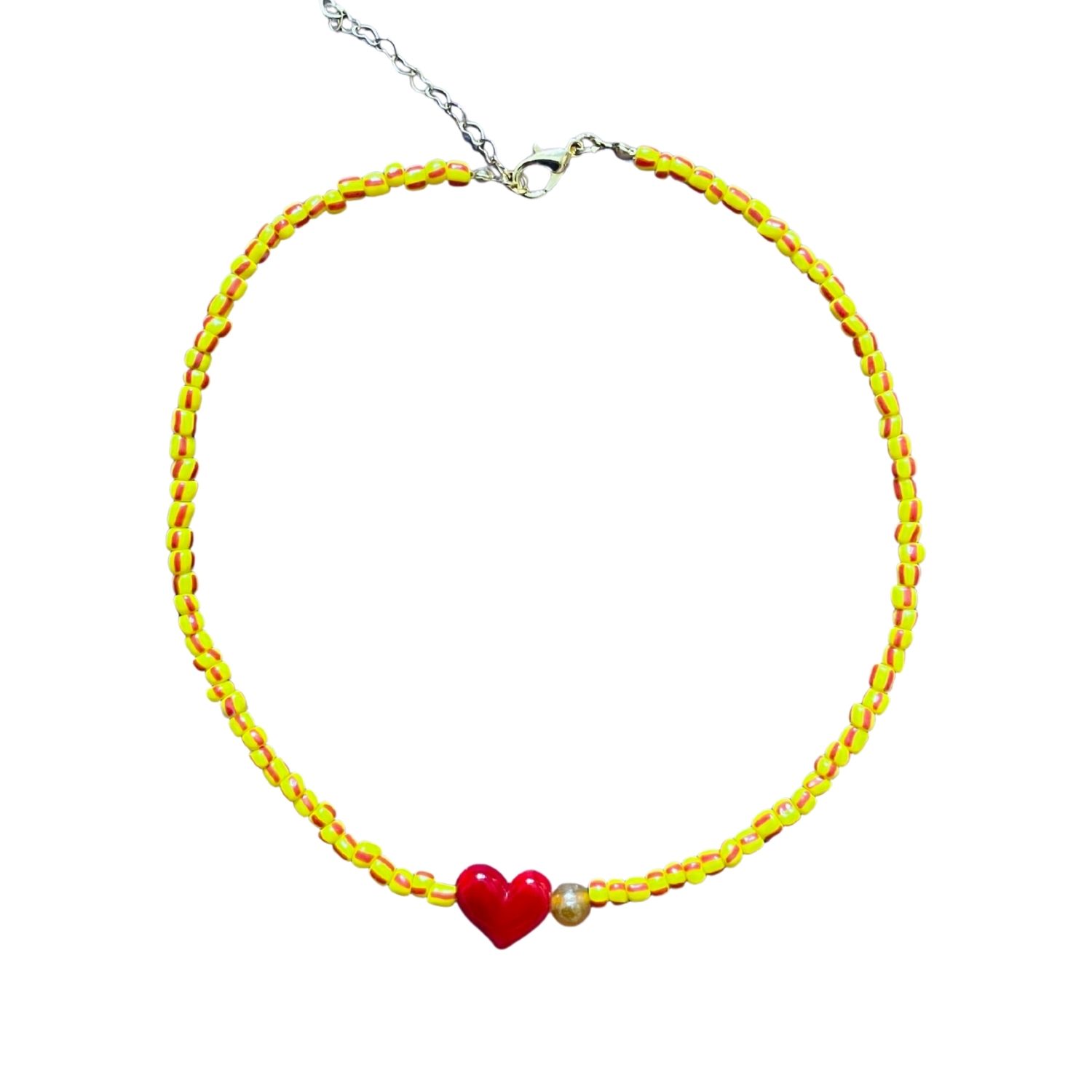 Small Talk | Twentyfour Out Of Twentyfour — Striped Glass Bead Necklace With Murano Heart