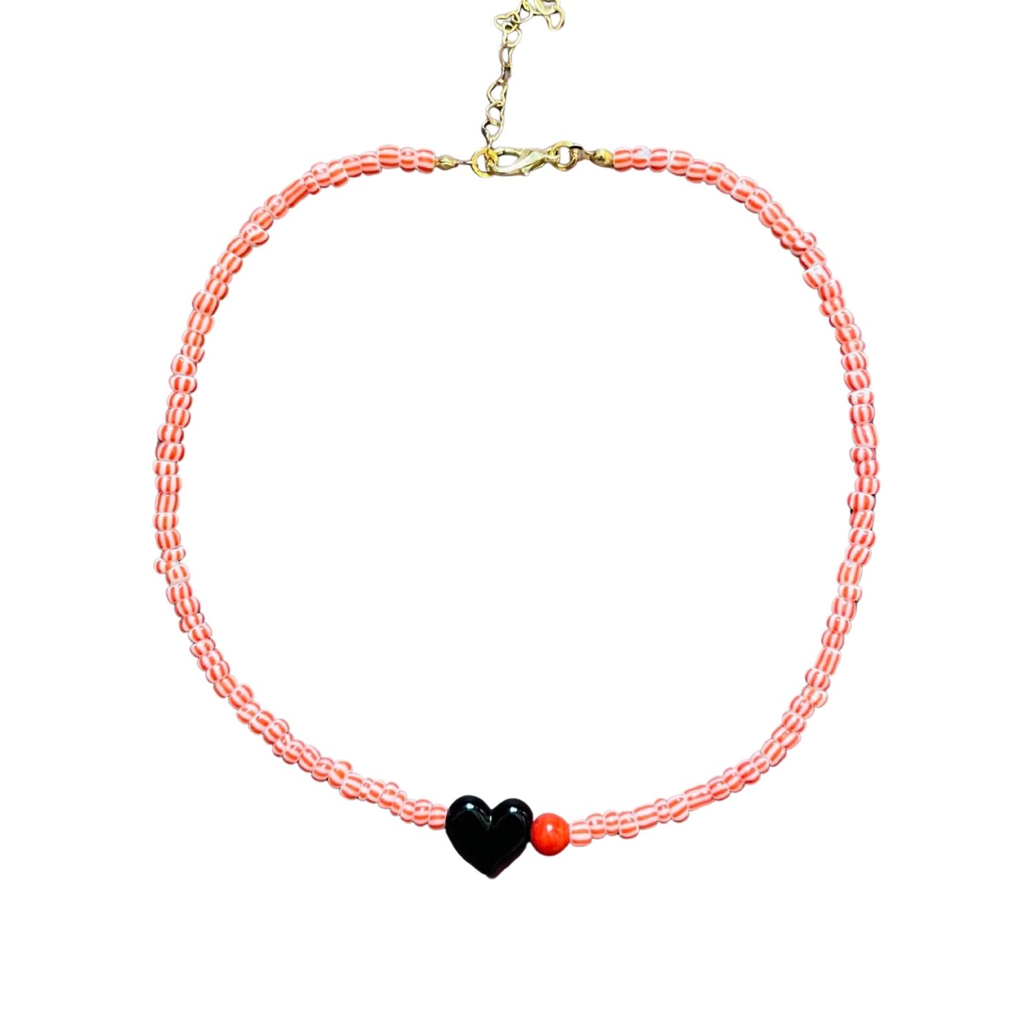 Small Talk | Twentyone Out Of Twentyfour — Striped Glass Bead Necklace With Murano Heart