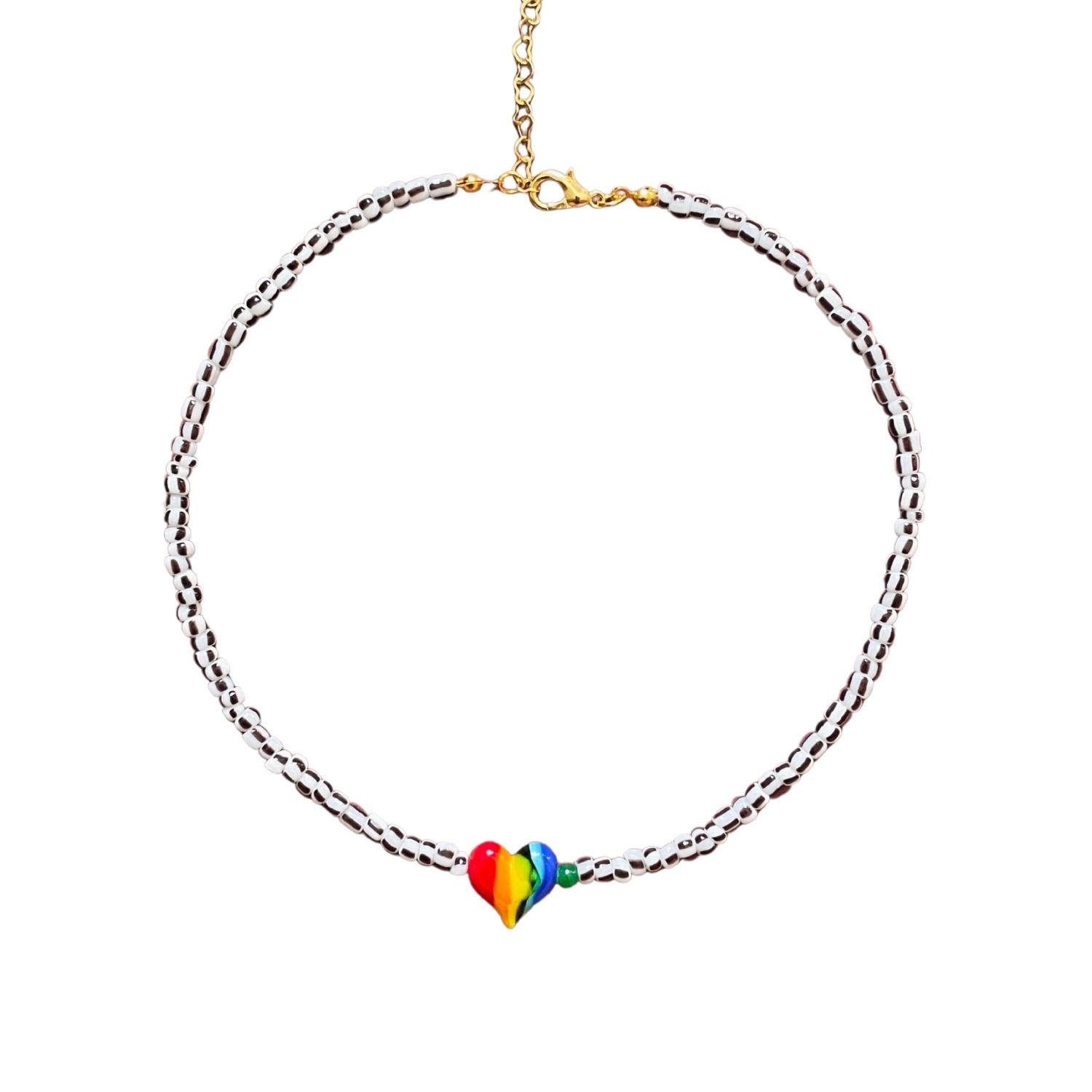 Small Talk | Two Out Of Twentyfour — Striped Glass Bead Necklace With Murano Heart