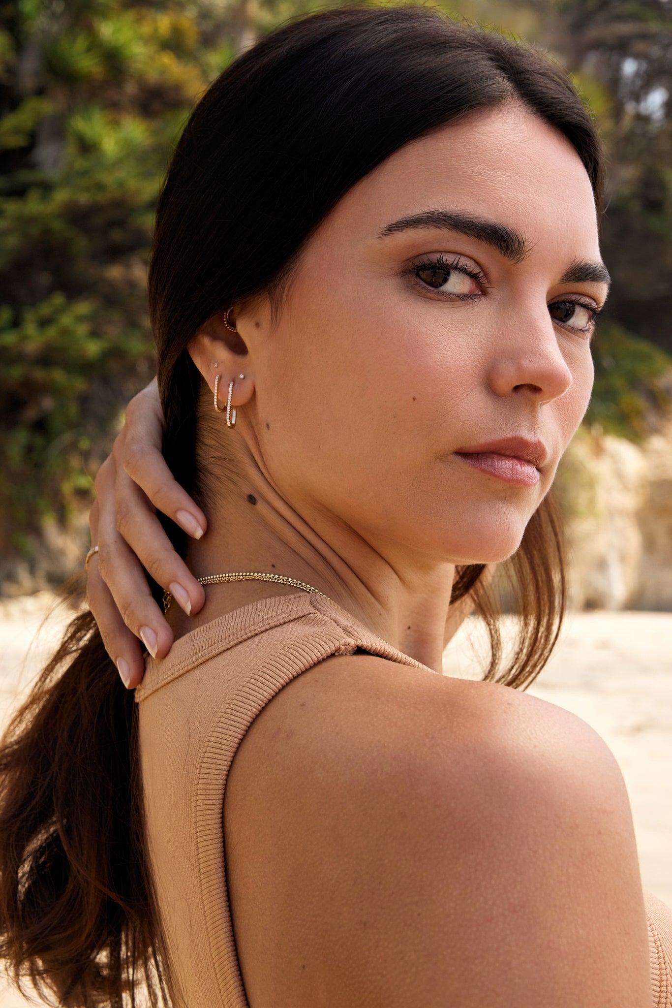 Large U-Shaped Diamond Earrings